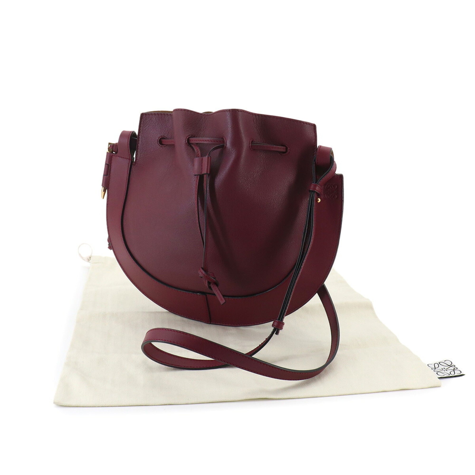 Loewe Bordeaux Leather Handbag Shoulder Bag (Pre-Owned)