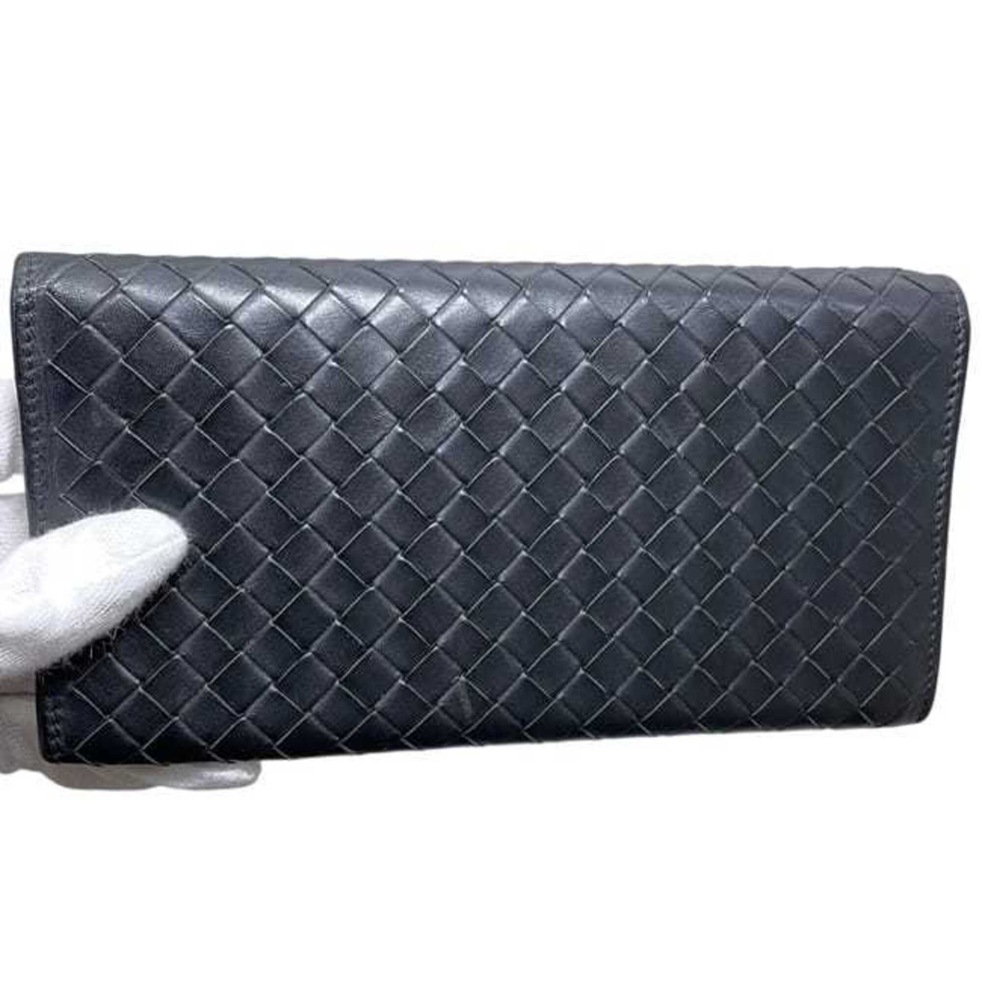 Bottega Veneta Black Intrecciato Long Wallet (Bi-Fold) (Pre-Owned)