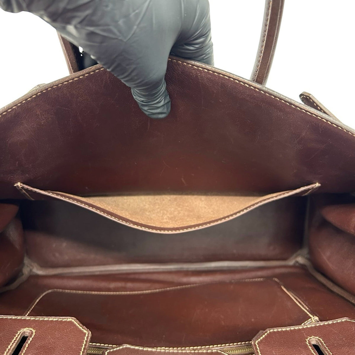 Hermes Brown Gulliver Leather Handbag Tote Bag (Pre-Owned)