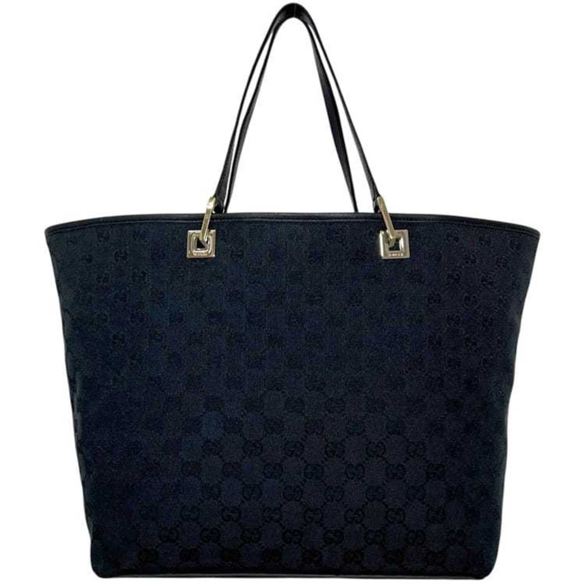 Gucci Black Gg Canvas Leather Tote Bag (Pre-Owned)