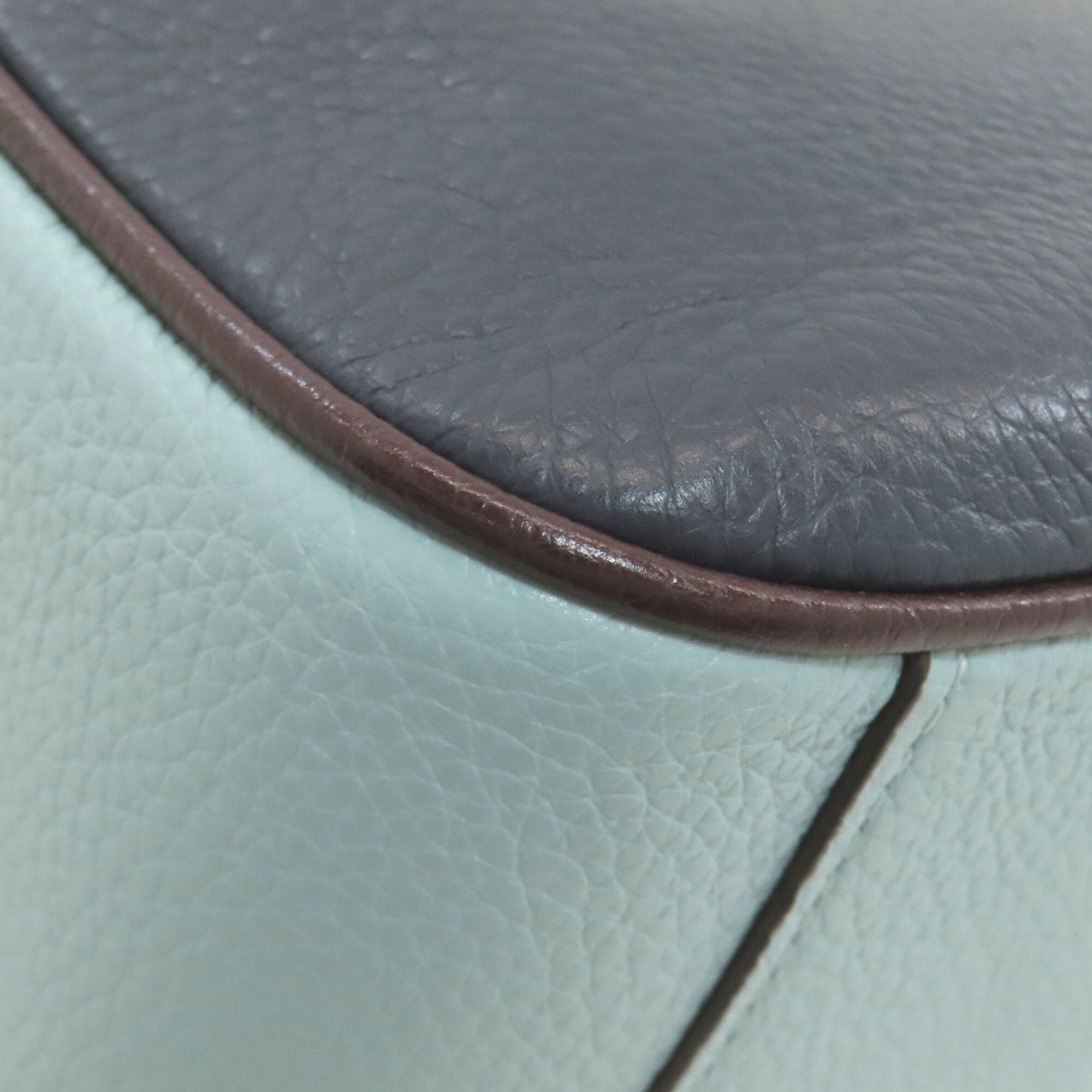 Coach Light Blue Navy White Leather Shoulder Bag (Pre-Owned)