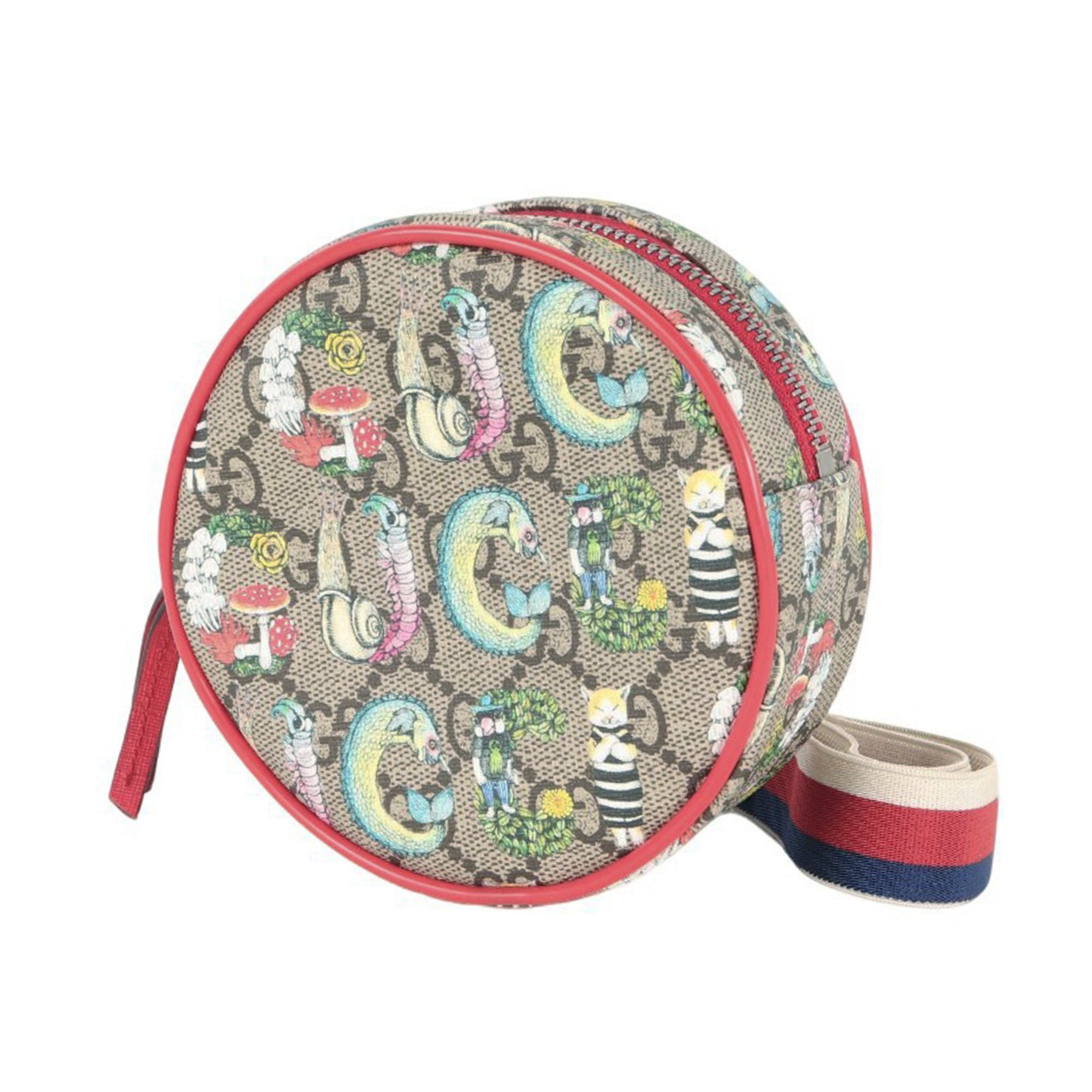 Gucci Beige Multi-Color Red Color Gg Canvas Fanny Pack Pouch (Pre-Owned)