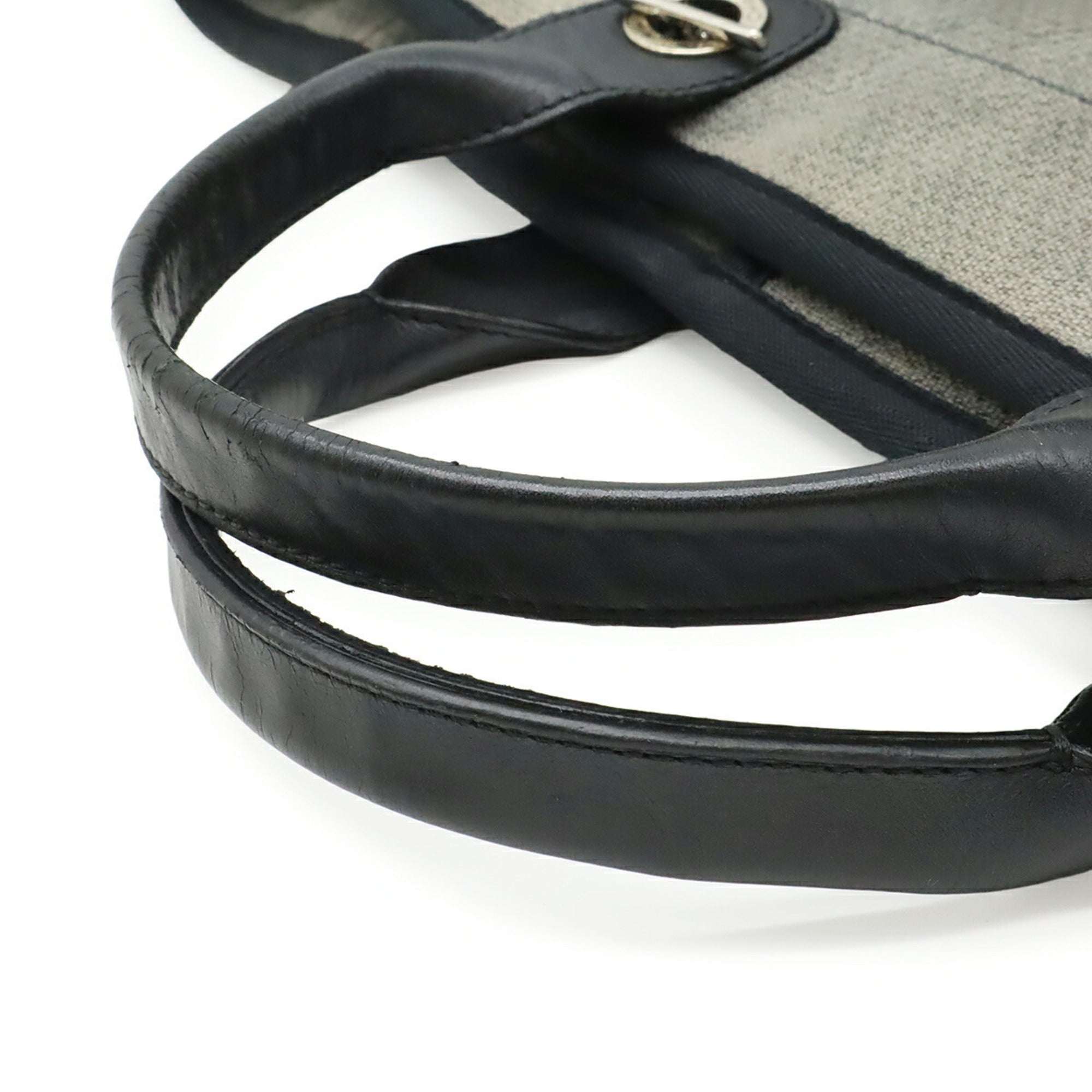 Chanel Black Gray Canvas Shoulder Bag Tote Bag (Pre-Owned)