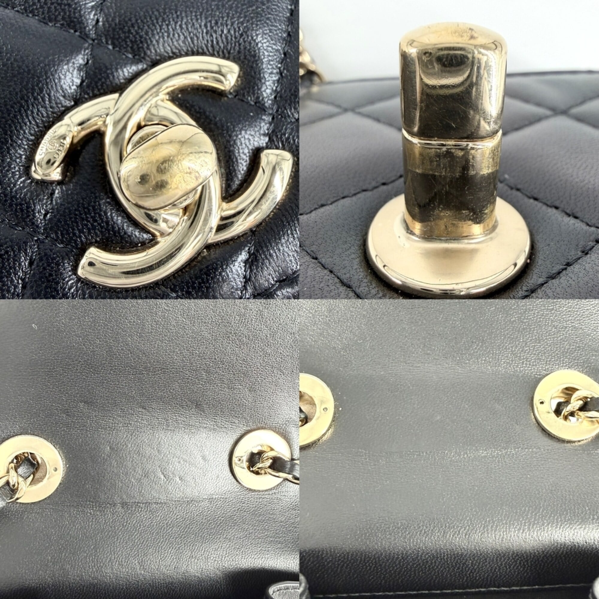 Chanel Black White Leather Shoulder Bag (Pre-Owned)