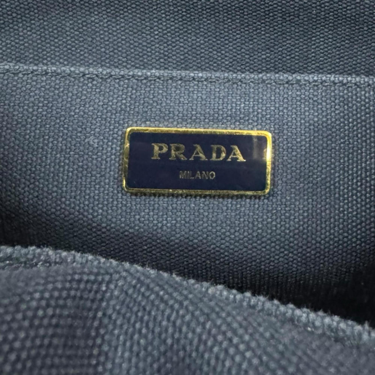 Prada Navy Canvas Shoulder Bag (Pre-Owned)