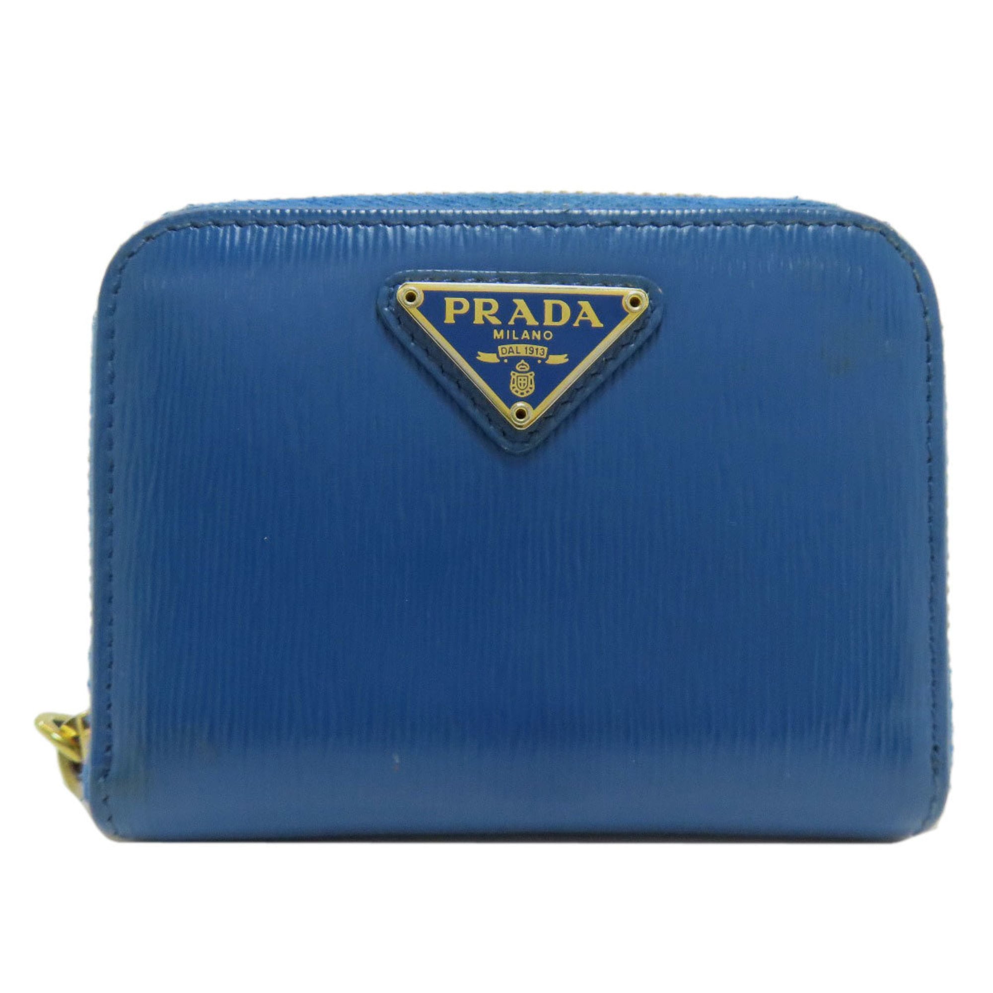Prada Blue Leather Coin Purse/Coin Case (Pre-Owned)