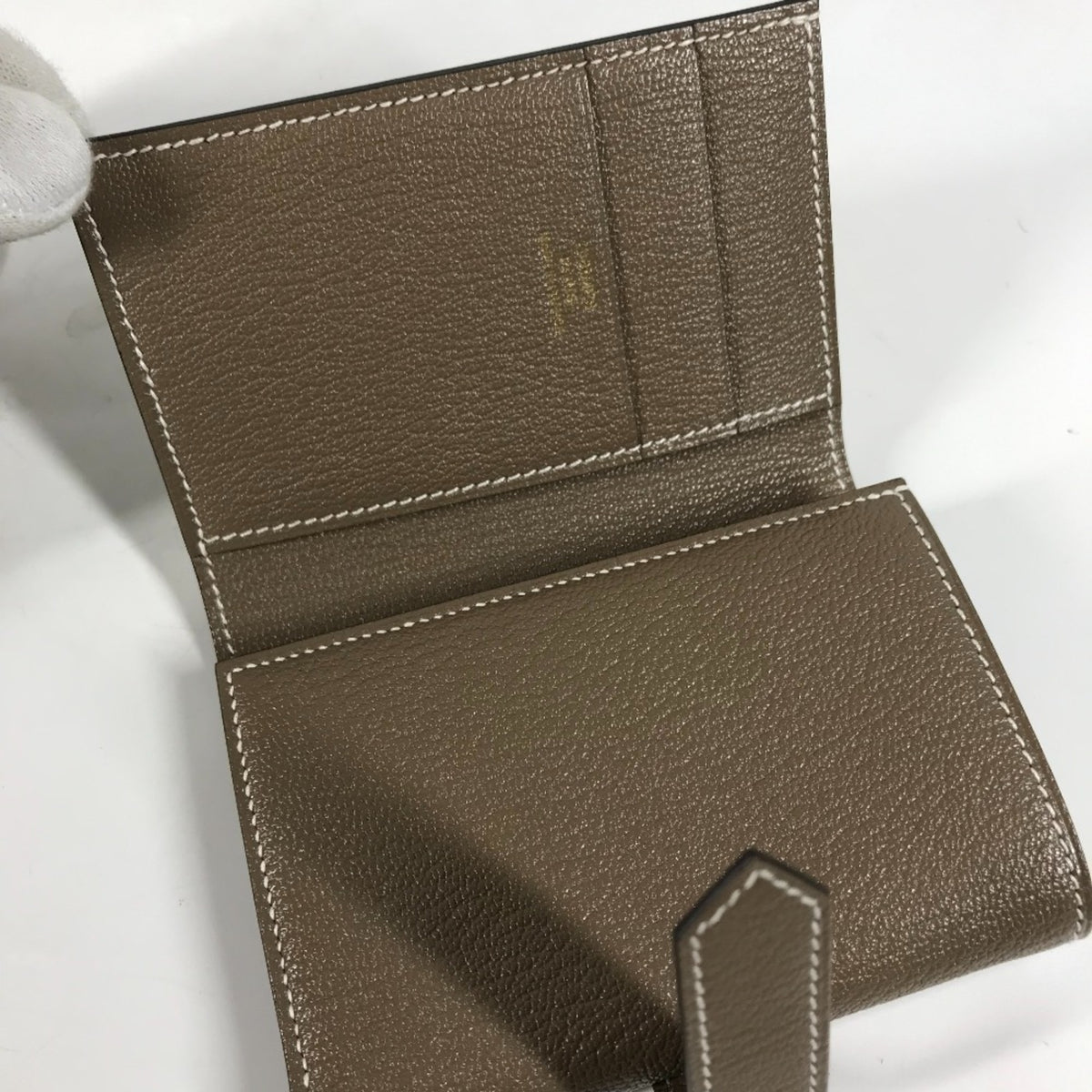 Hermes Etoupe Gray Chevre Leather Wallet (Tri-Fold) (Pre-Owned)