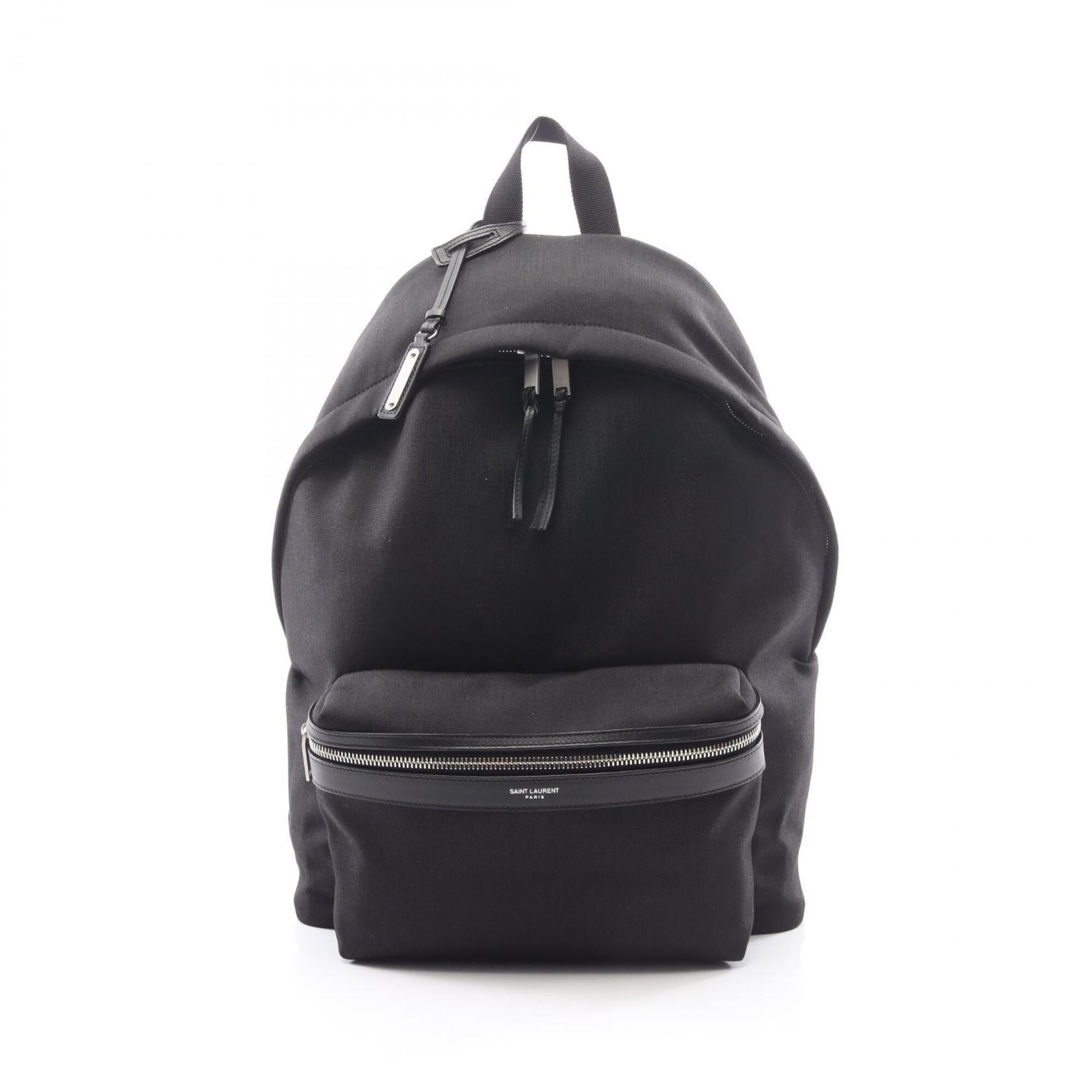 Saint Laurent Black Canvas Leather Backpack Handbag (Pre-Owned)