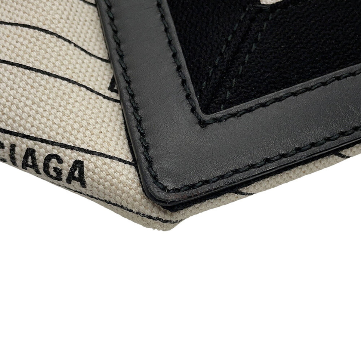 Balenciaga Black White Canvas Leather Handbag Tote Bag (Pre-Owned)