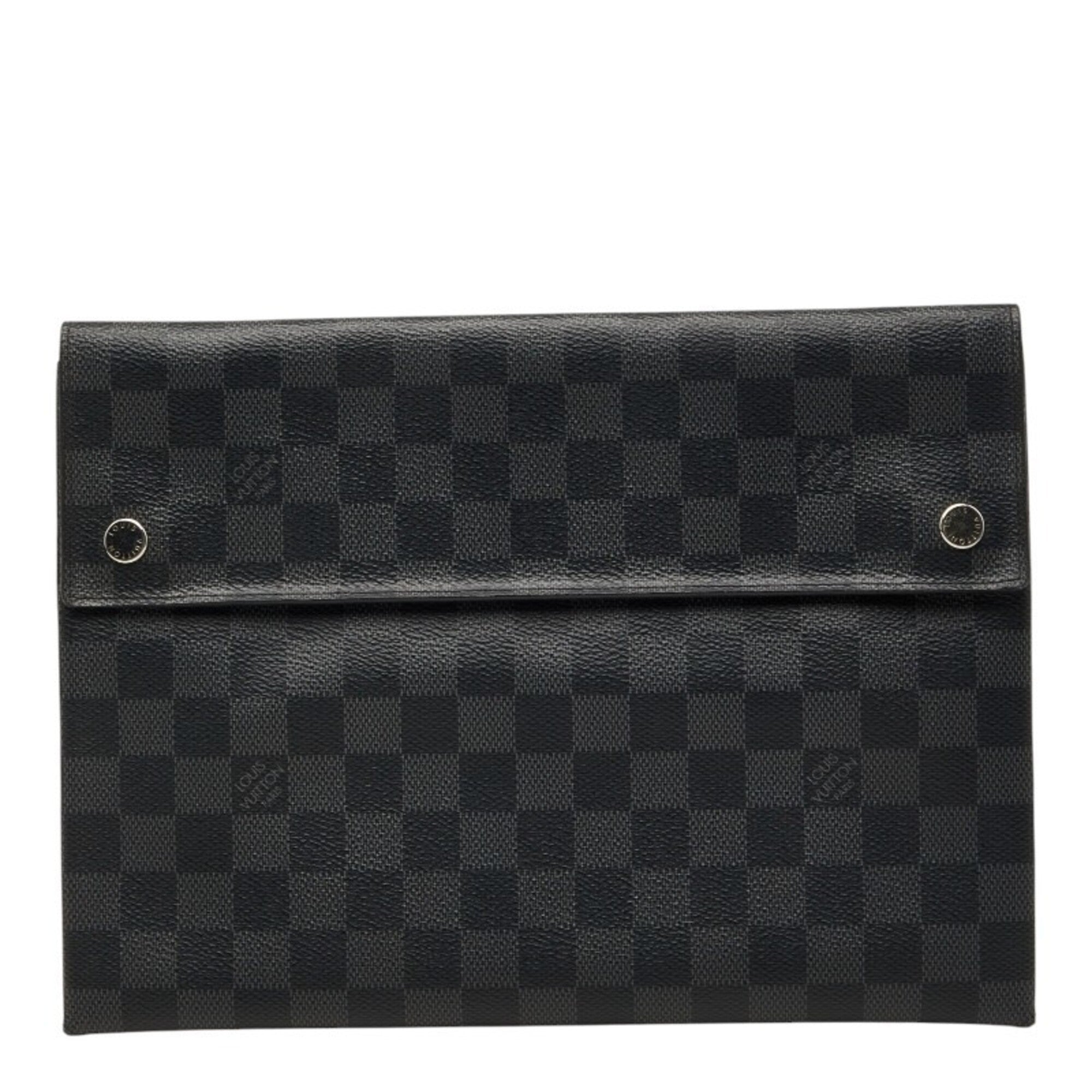 Louis Vuitton Black Leather Clutch Bag Pouch (Pre-Owned)