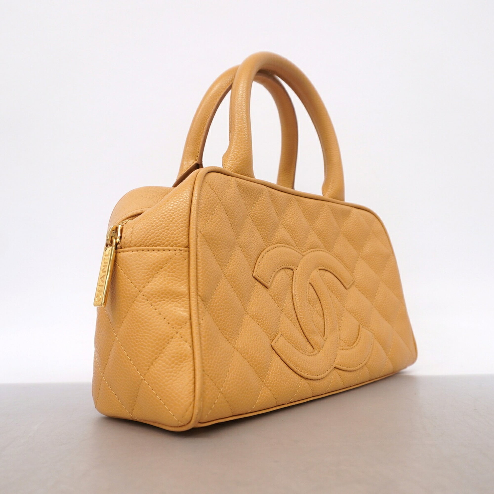 Chanel Beige Grained Calfskin Handbag (Pre-Owned)