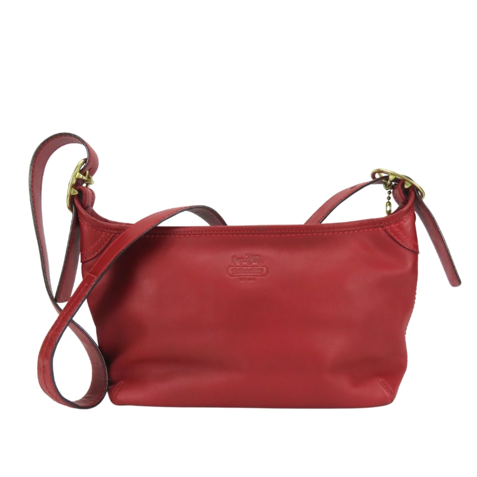 Coach Red Color Leather Shoulder Bag (Pre-Owned)