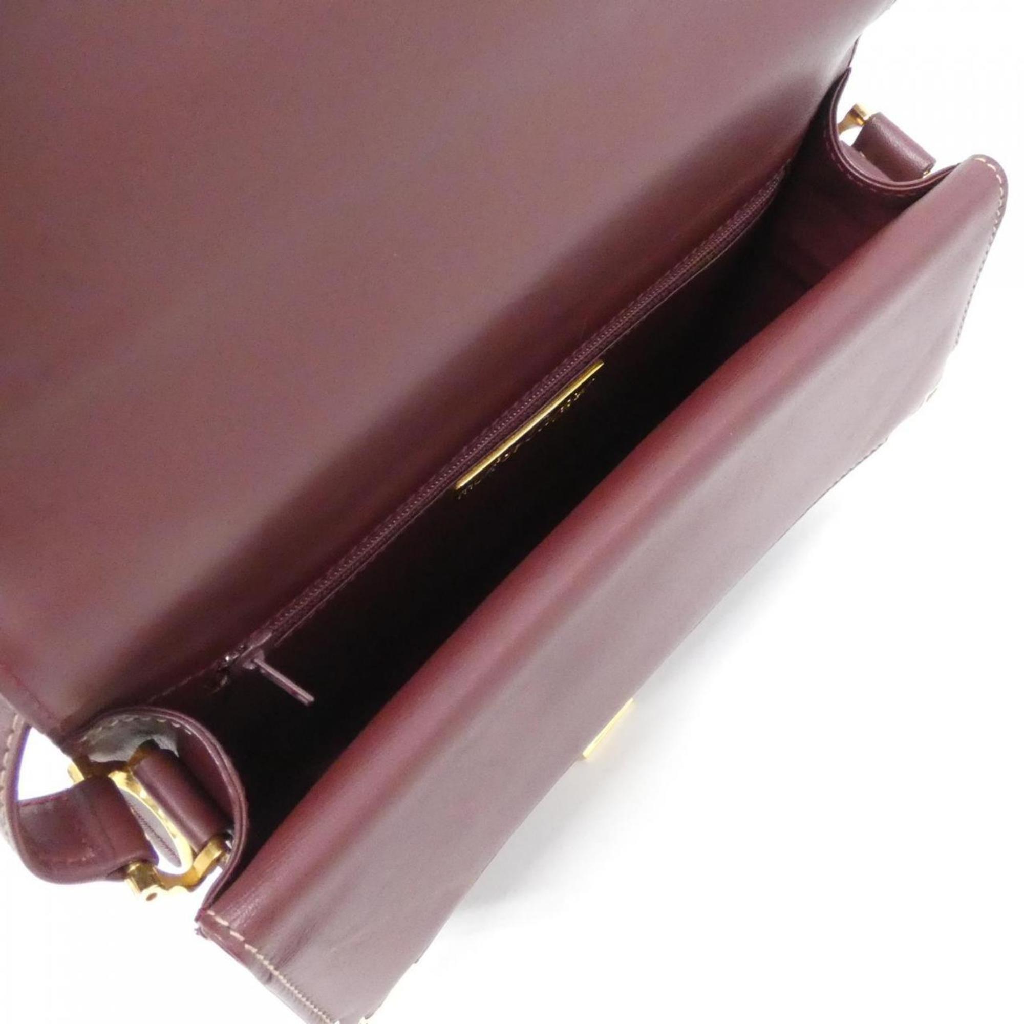Cartier Bordeaux Leather Shoulder Bag (Pre-Owned)