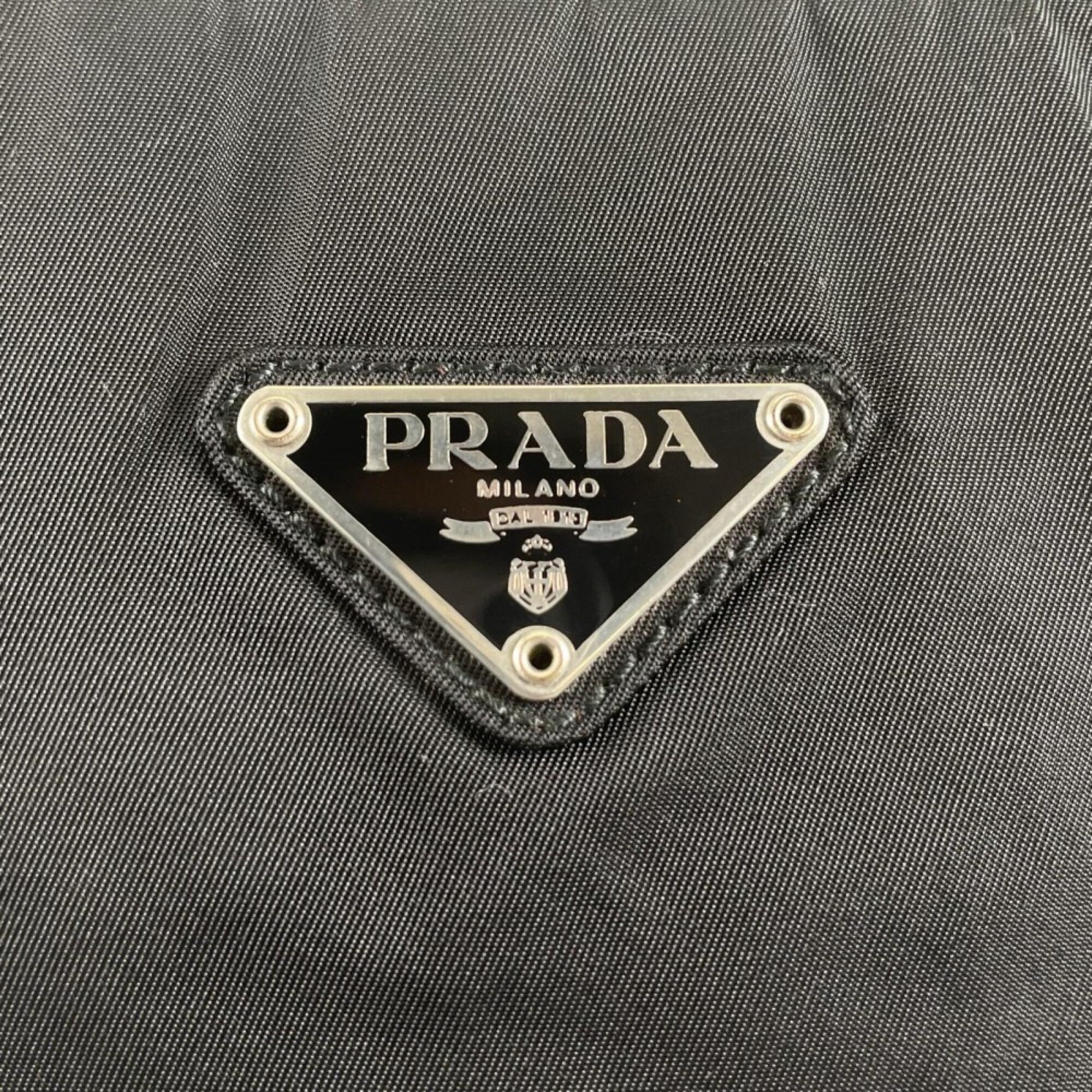 Prada Black White Nylon Handbag (Pre-Owned)
