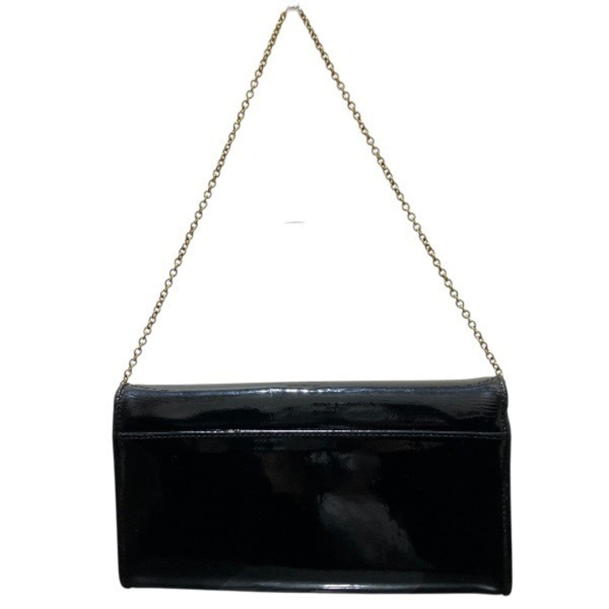 Christian Louboutin Black Red Color Patent Leather Clutch Bag Shoulder Bag (Pre-Owned)