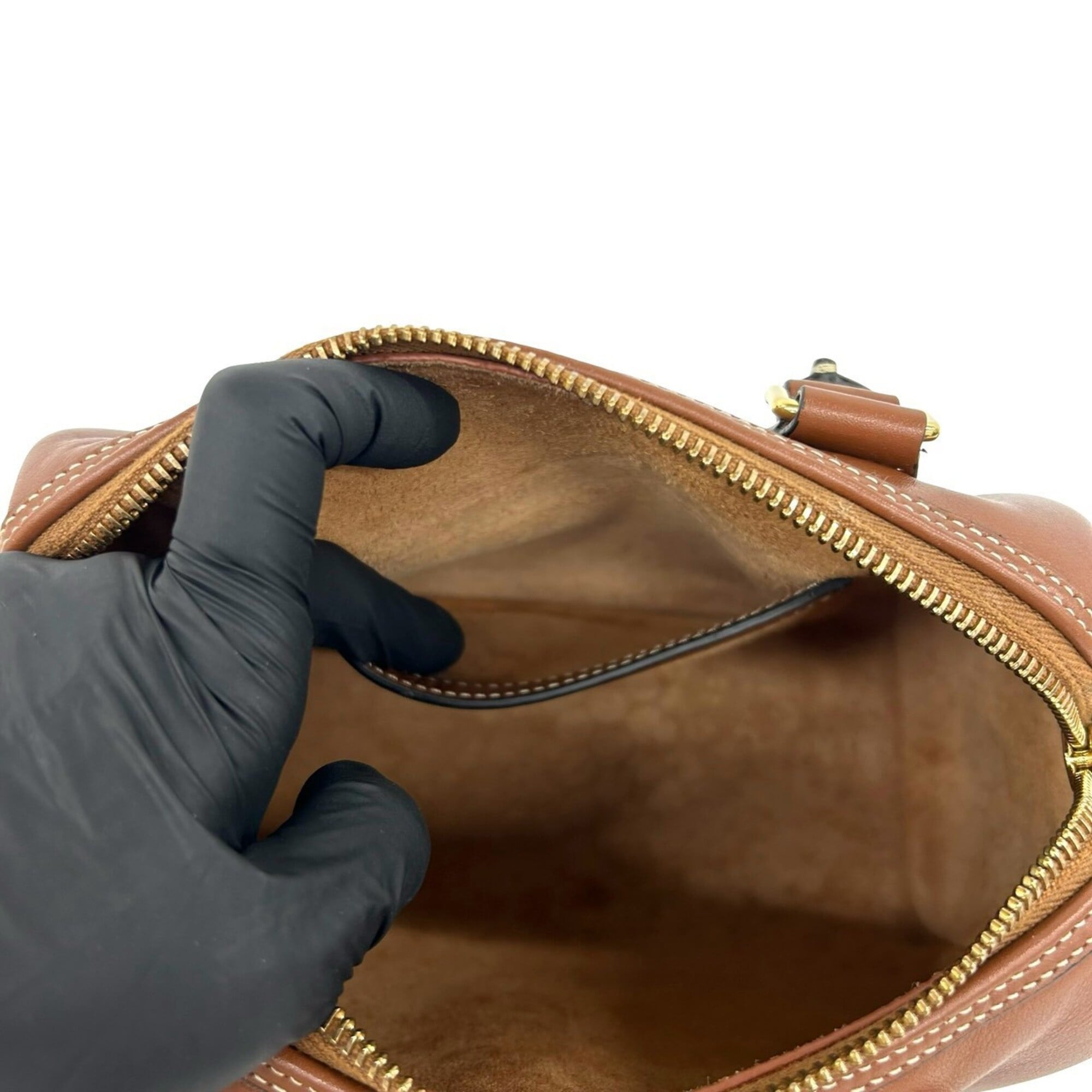 Celine Brown Leather Boston Bag Handbag Shoulder Bag (Pre-Owned)