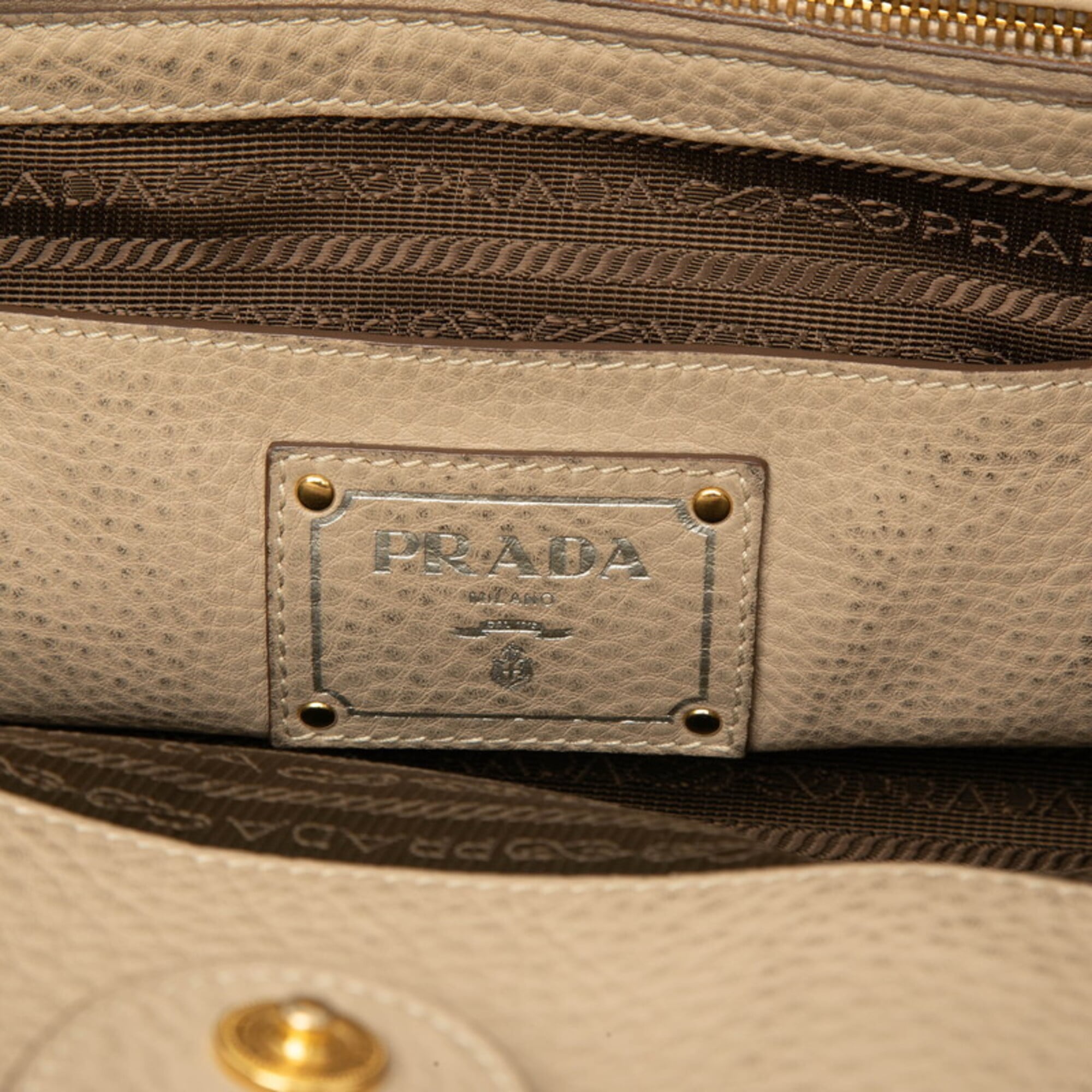 Prada Beige Leather Handbag Shoulder Bag (Pre-Owned)