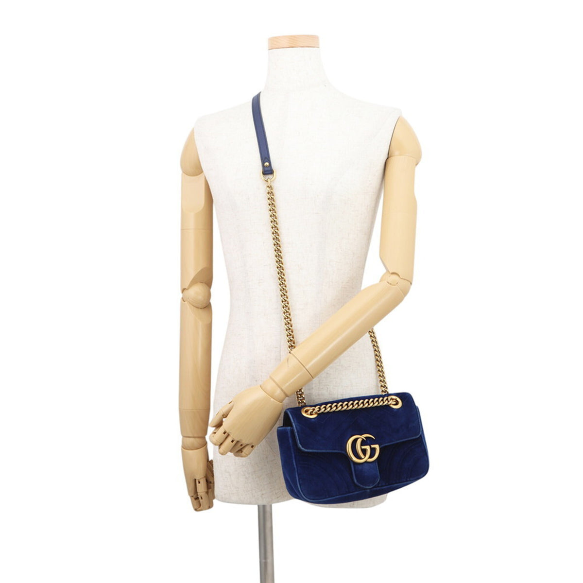 Gucci Gg Marmont Blue Leather Handbag Shoulder Bag (Pre-Owned)