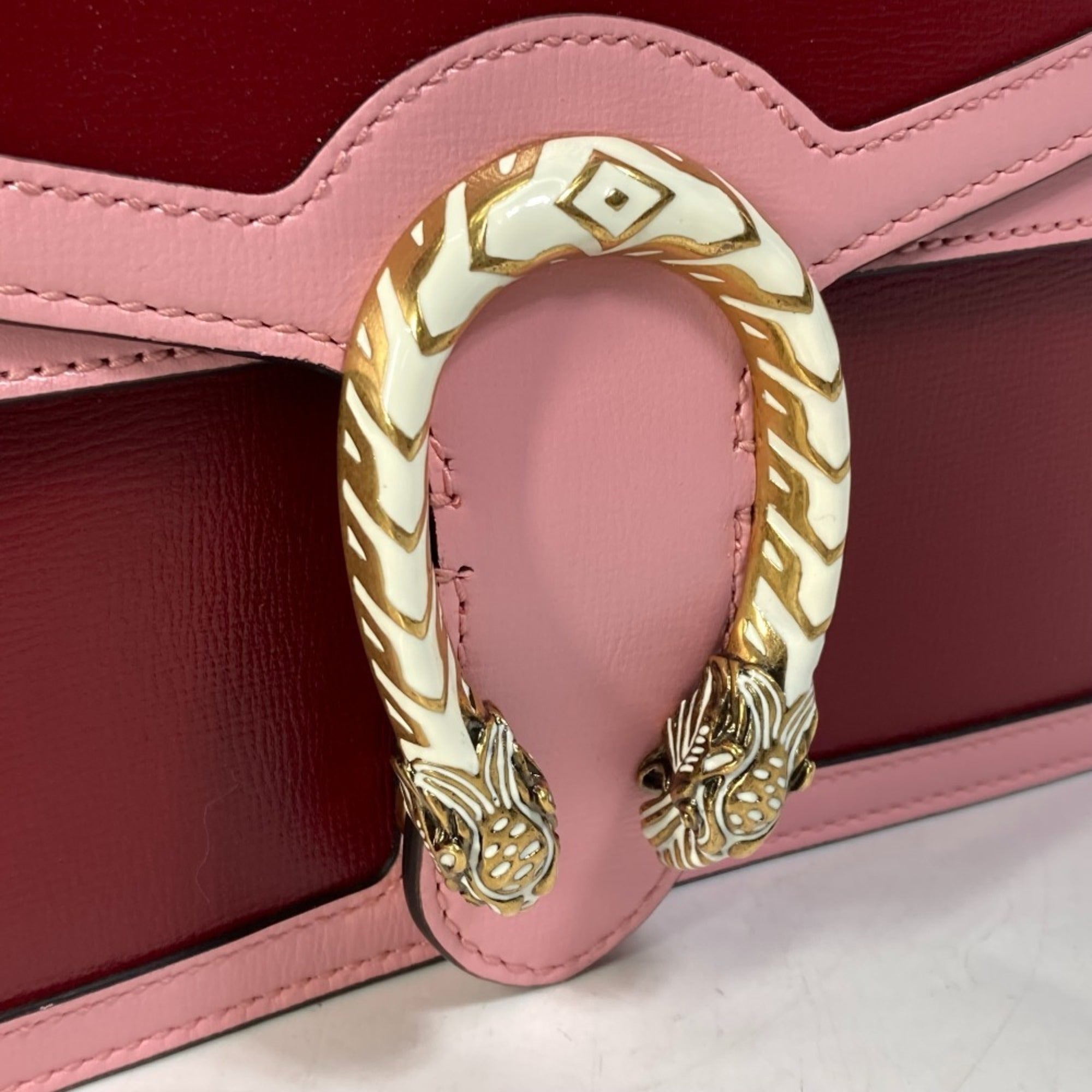 Gucci Pink Red Color Leather Shoulder Bag (Pre-Owned)