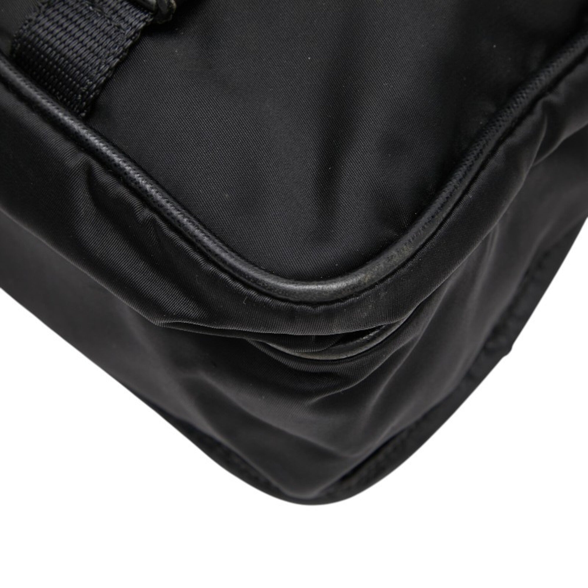 Prada Black Nylon Leather Messenger Bag Shoulder Bag (Pre-Owned)