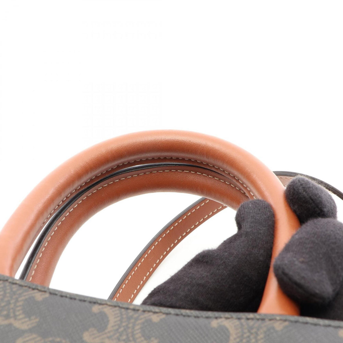 Celine Black Brown Coated Canvas Leather Handbag (Pre-Owned)