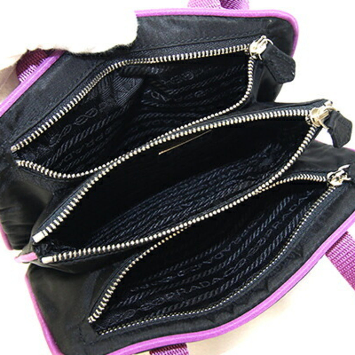 Prada Black Purple Nylon Handbag (Pre-Owned)
