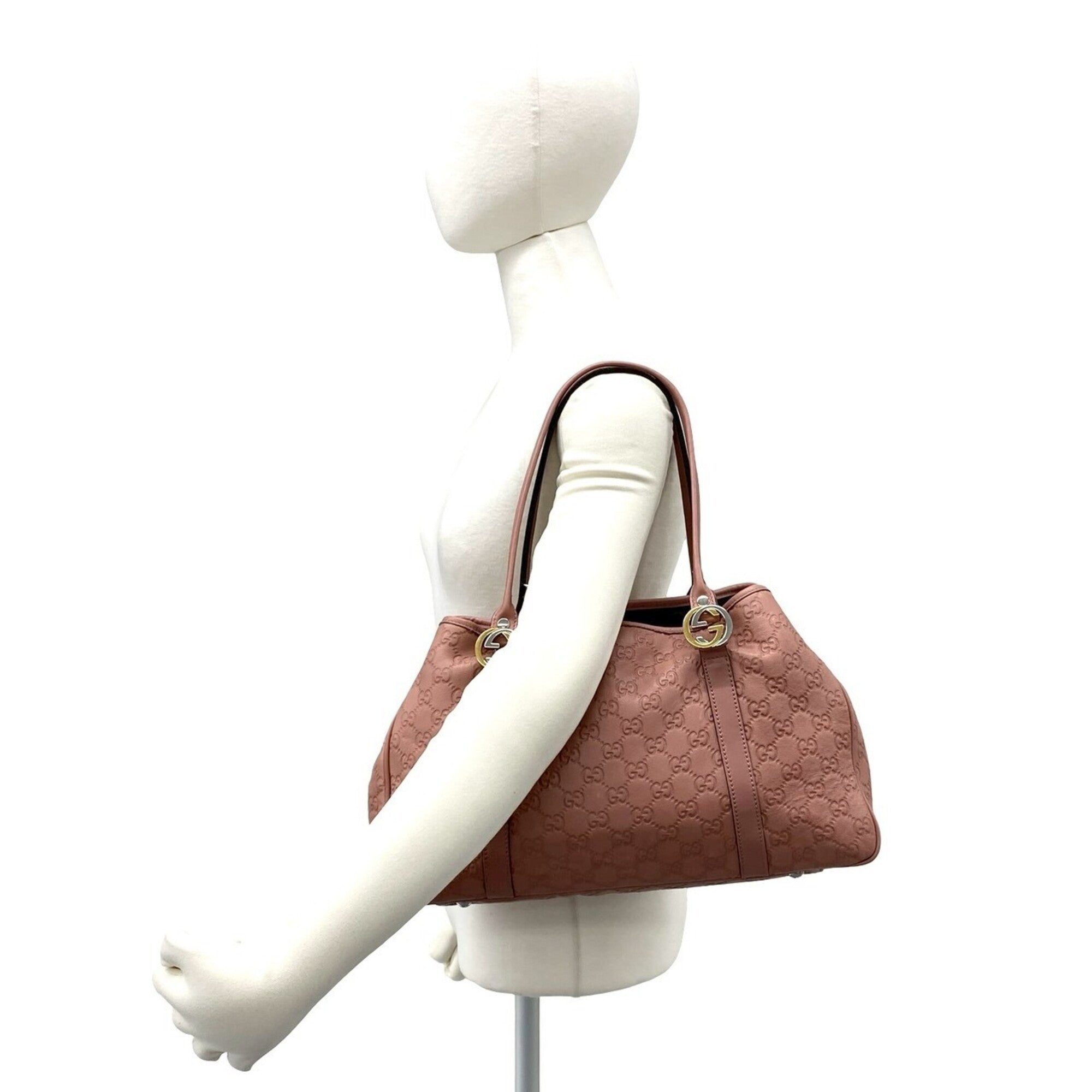 Gucci Pink Leather Handbag Shoulder Bag Tote Bag (Pre-Owned)