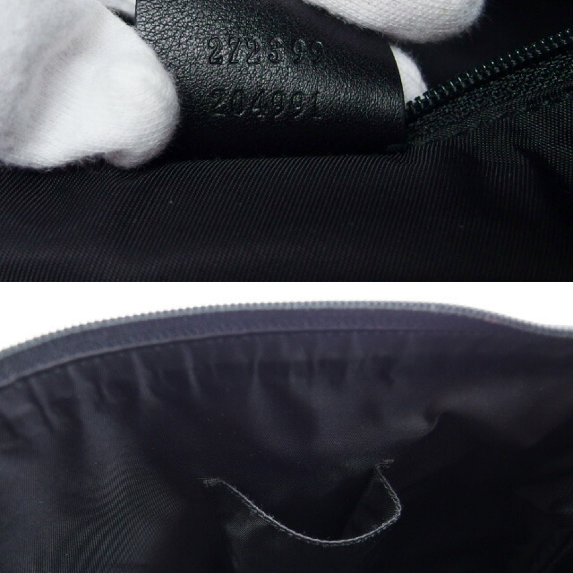 Gucci Abbey Black Canvas Leather Shoulder Bag Tote Bag (Pre-Owned)