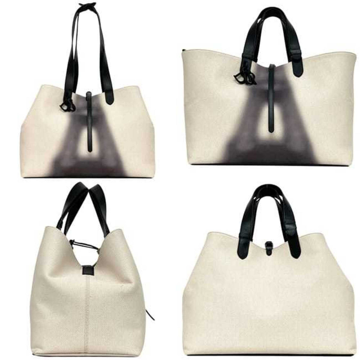 Christian Dior Black White Canvas Leather Tote Bag (Pre-Owned)