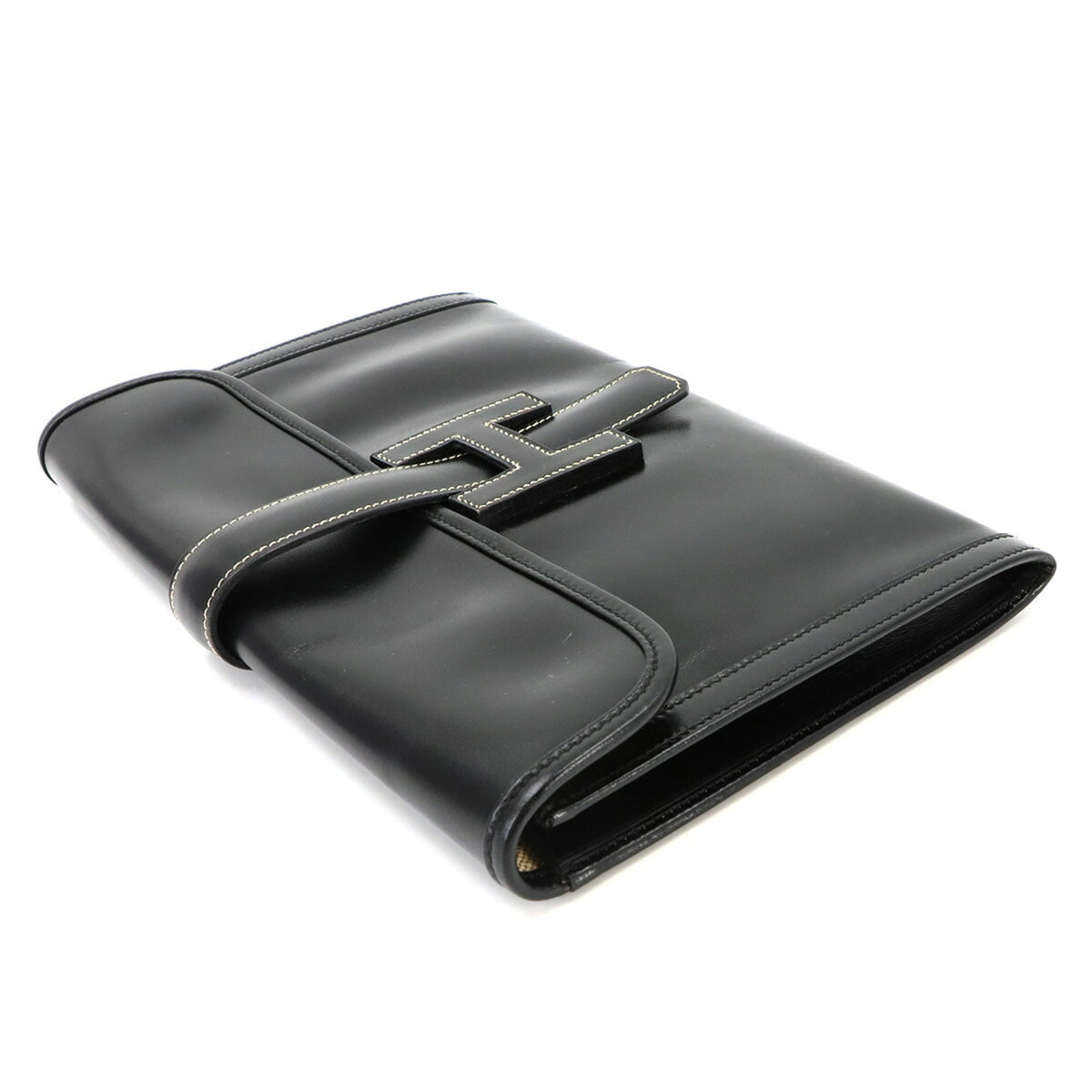 Hermes Black Box Calf Leather Clutch Bag (Pre-Owned)