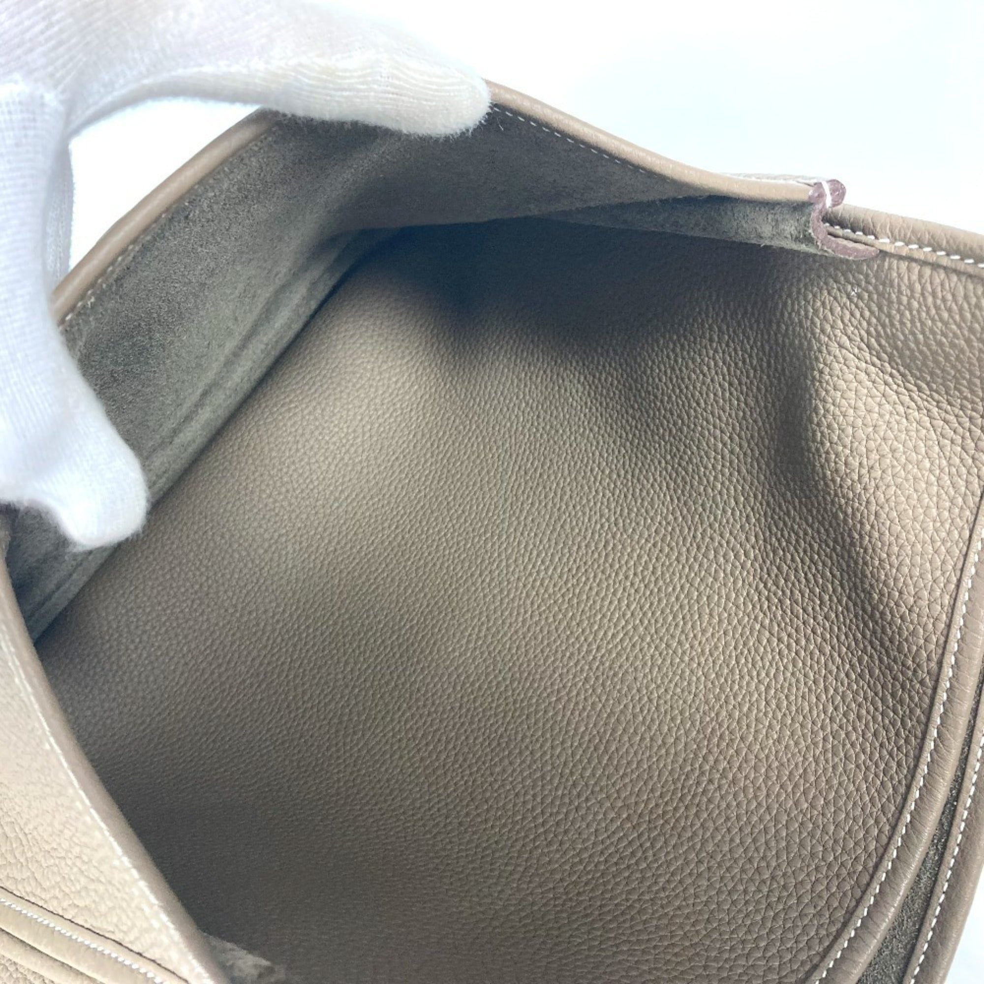 Hermes Beige Etoupe Gray Taurillon Clemence Leather Shoulder Bag (Pre-Owned)