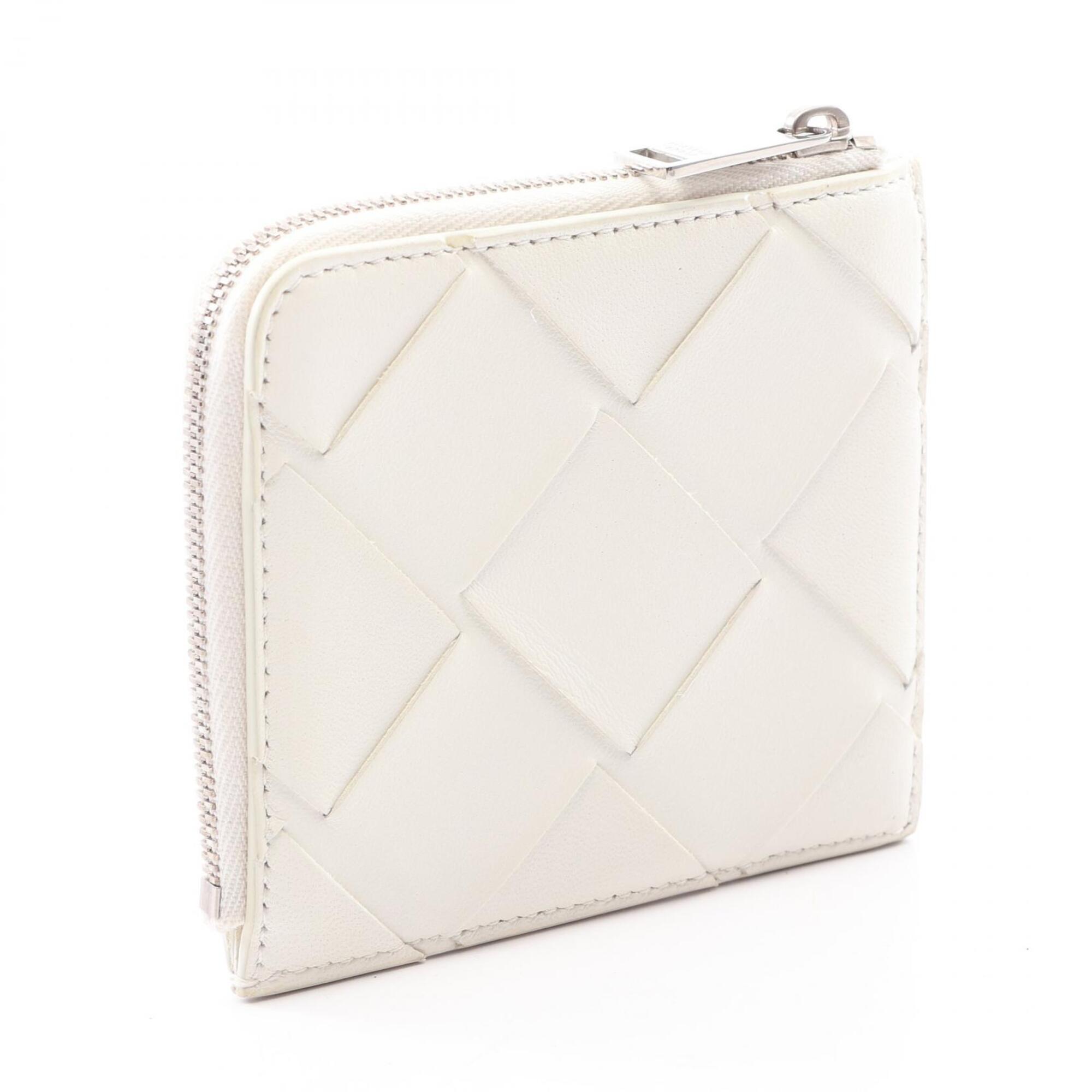 Bottega Veneta White Leather Coin Purse/Coin Case (Pre-Owned)