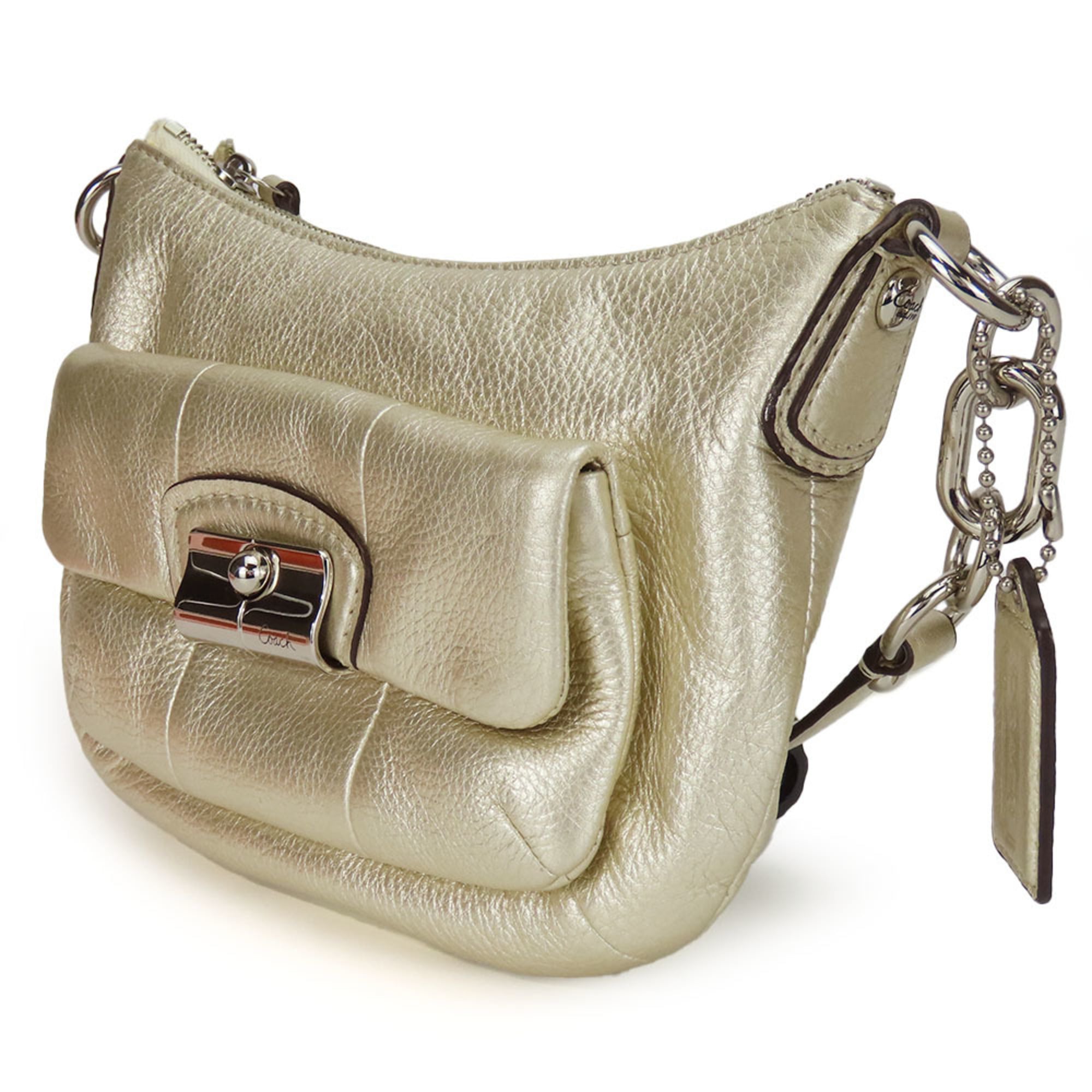 Coach Champagne Gold Leather Pochette Shoulder Bag (Pre-Owned)