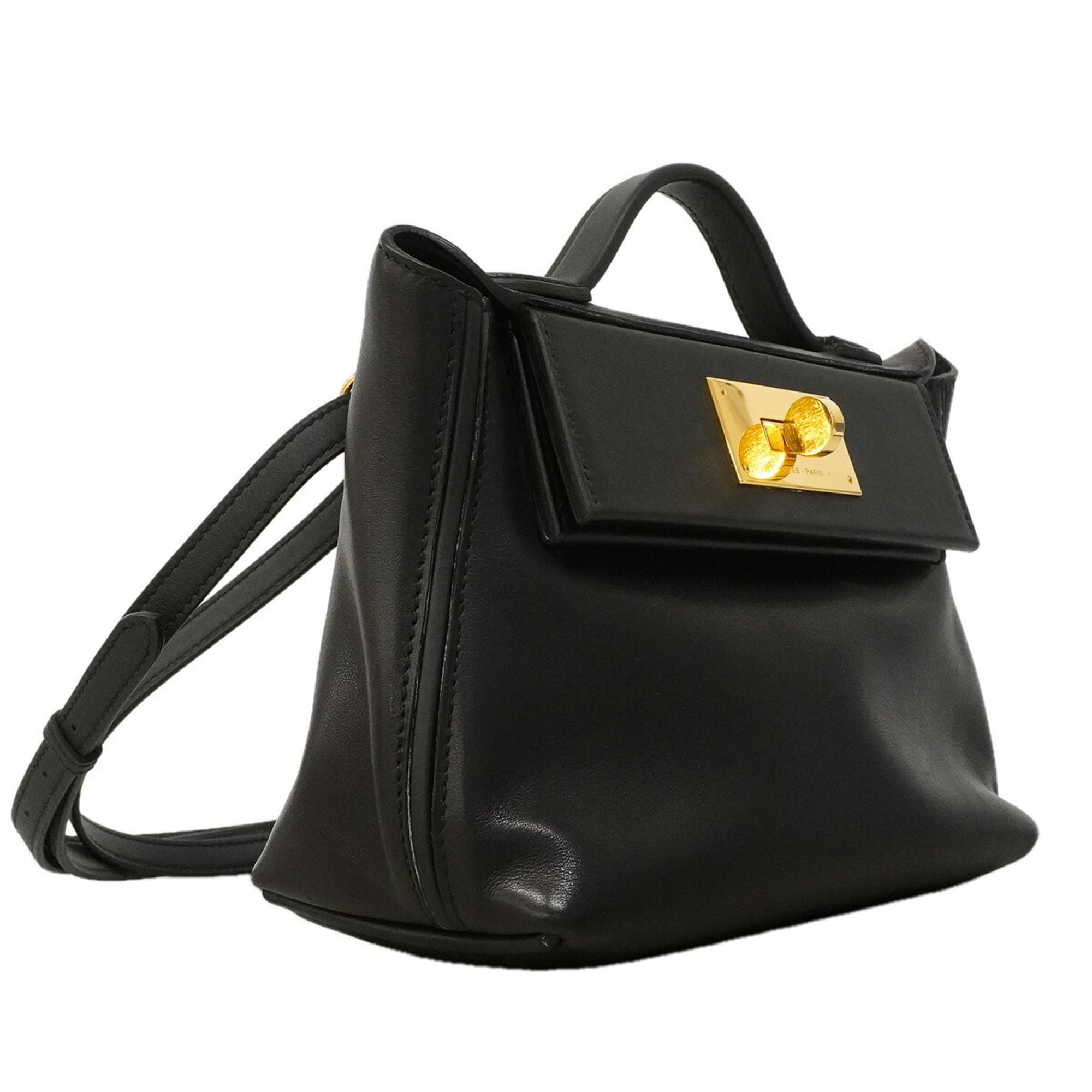 Hermes Black Swift Leather Handbag (Pre-Owned)