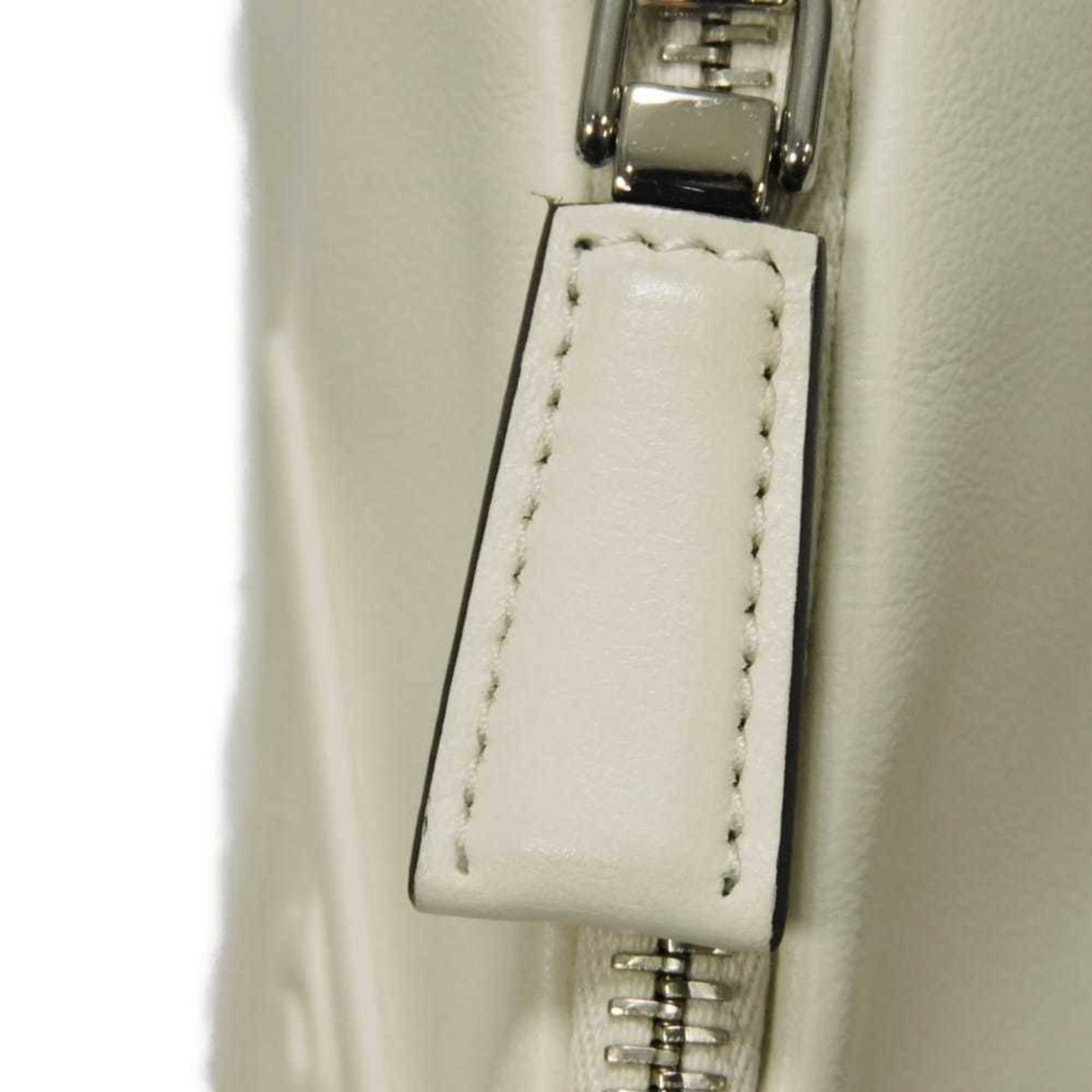 Prada Bianco White Leather Pouch Shoulder Bag (Pre-Owned)