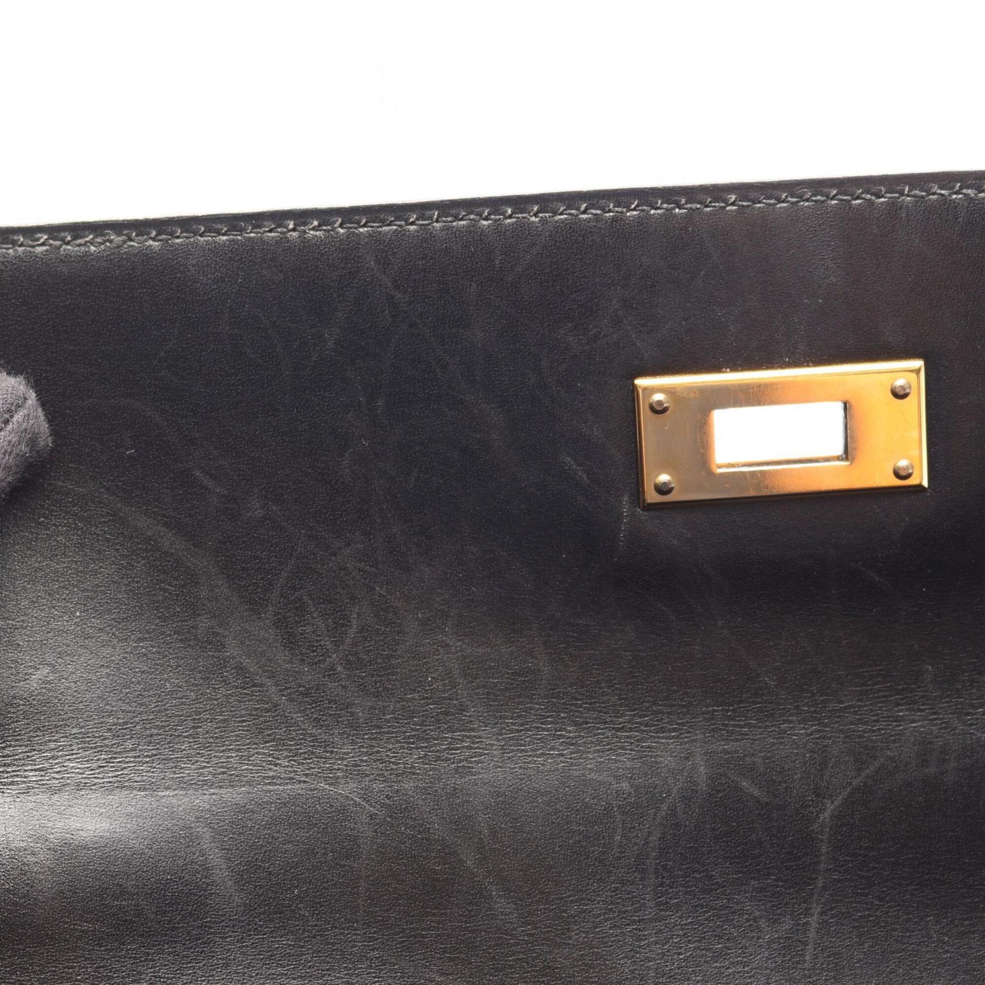 Hermes Black Box Calf Leather Handbag (Pre-Owned)
