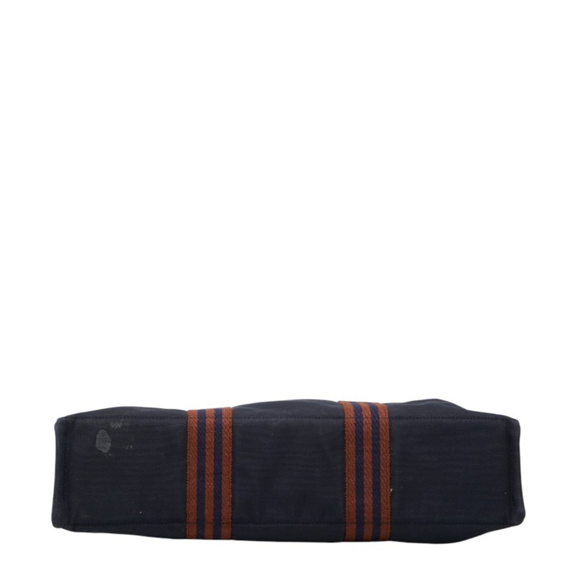 Hermes Brown Navy Cotton Handbag Tote Bag (Pre-Owned)