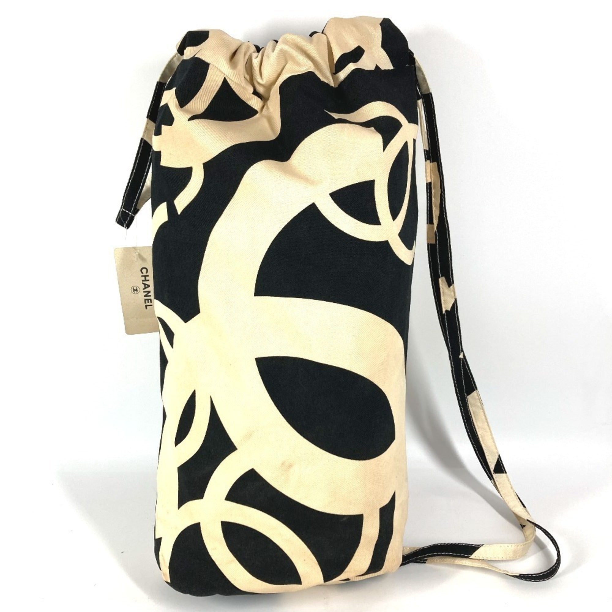 Chanel Black White Cotton Shoulder Bag (Pre-Owned)