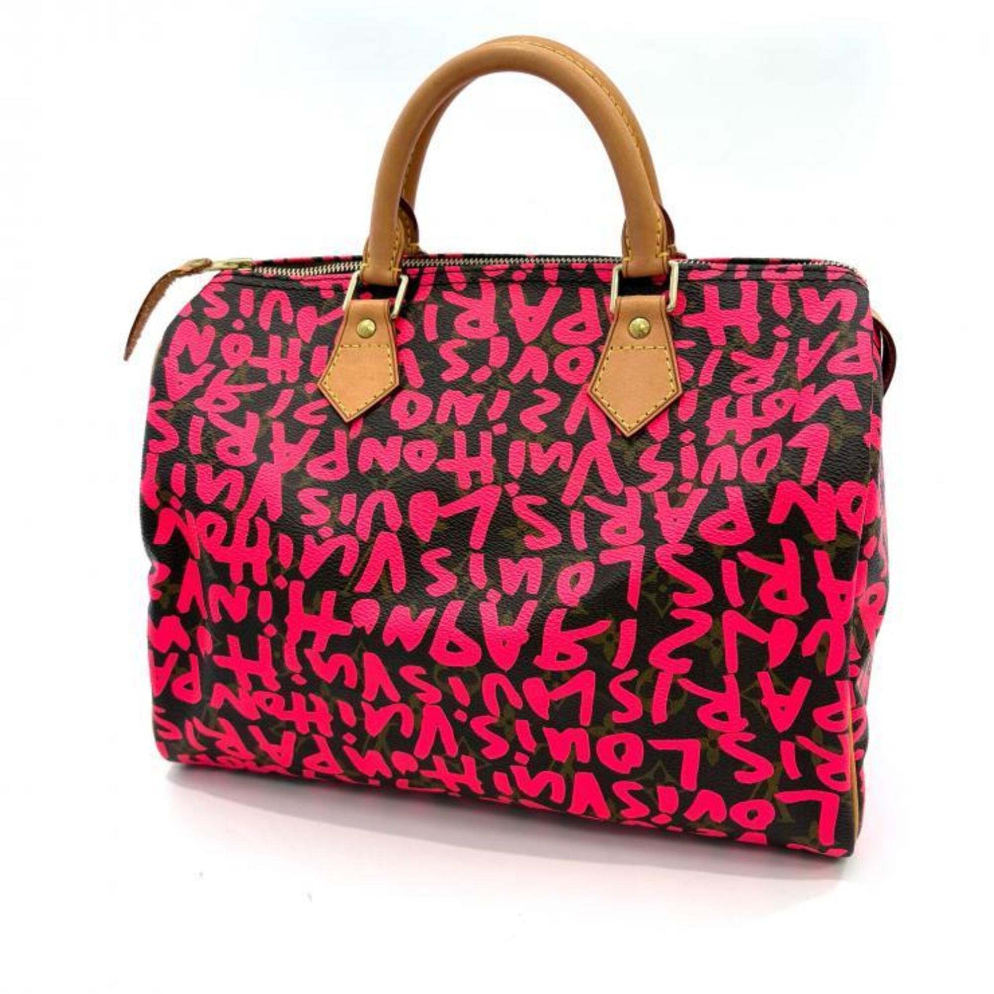 Louis Vuitton Brown Fuchsia Pink Monogram Graffiti Handbag (Pre-Owned)