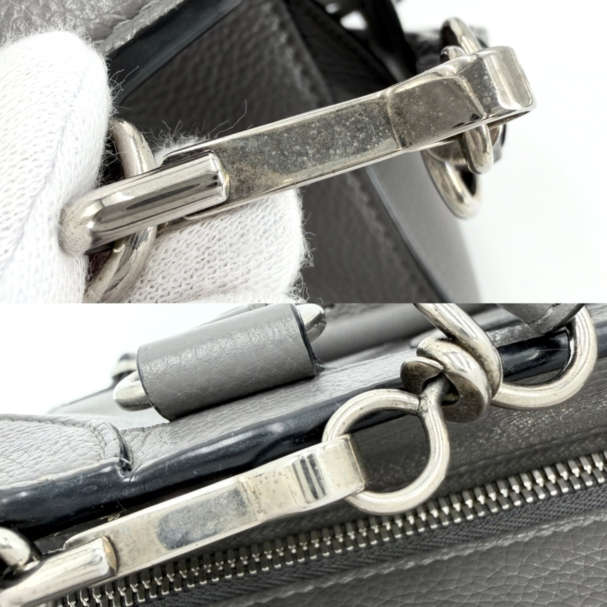Balenciaga Gray White Leather Handbag Shoulder Bag (Pre-Owned)
