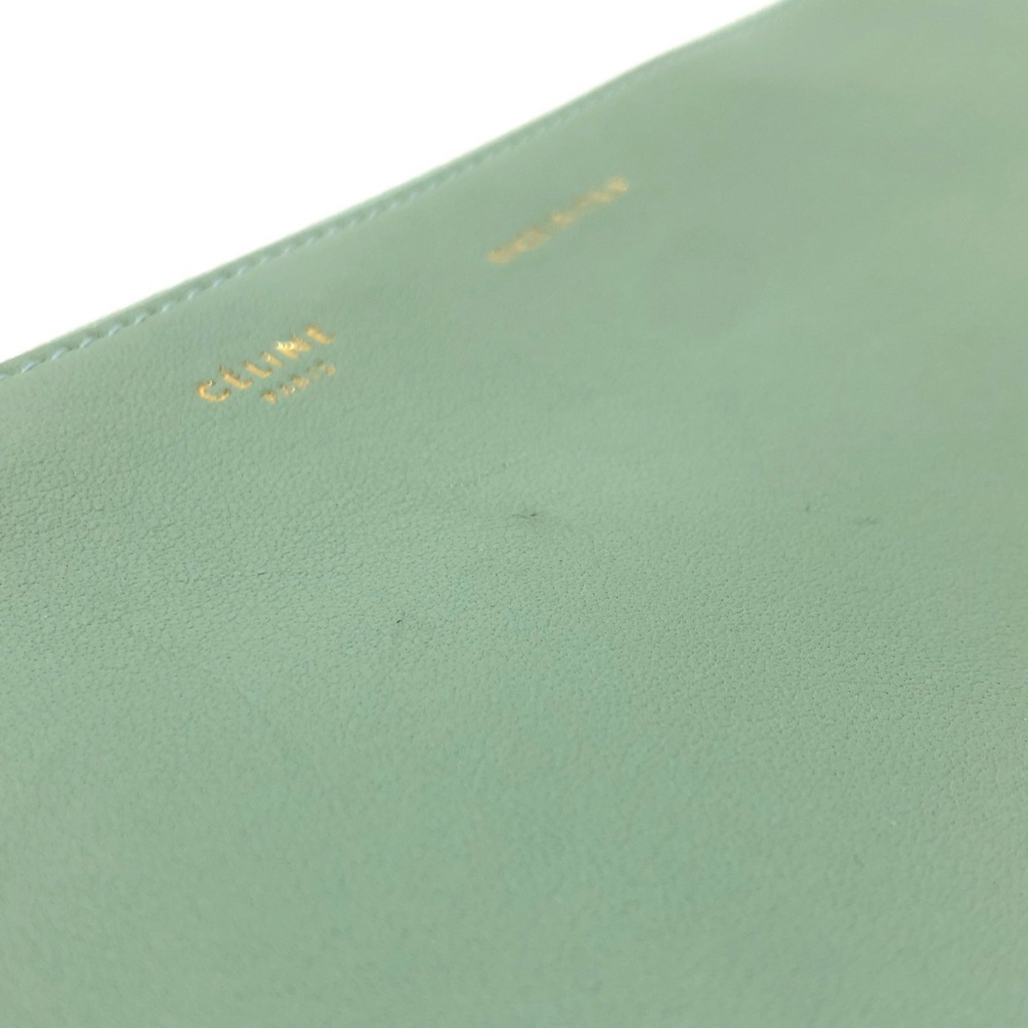 Celine Green Leather Clutch Bag Pouch (Pre-Owned)
