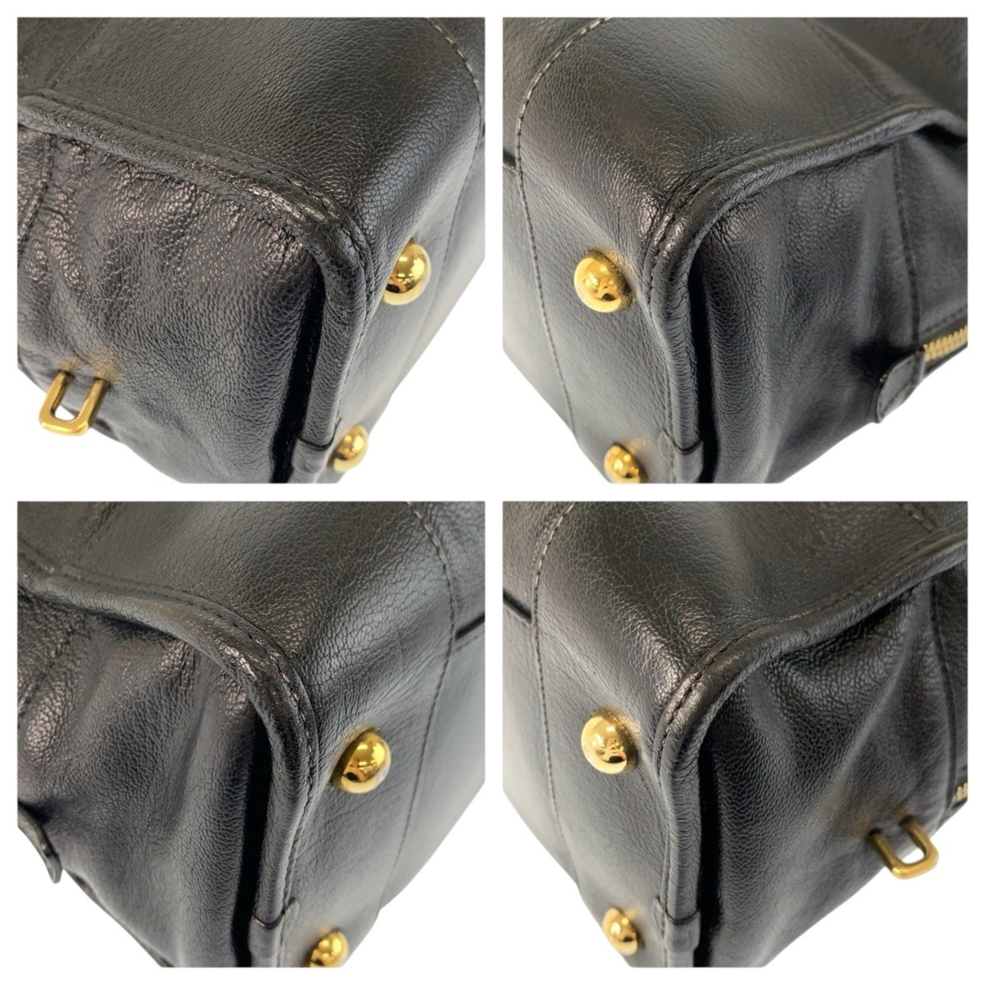 Loewe Black Leather Boston Bag Handbag (Pre-Owned)