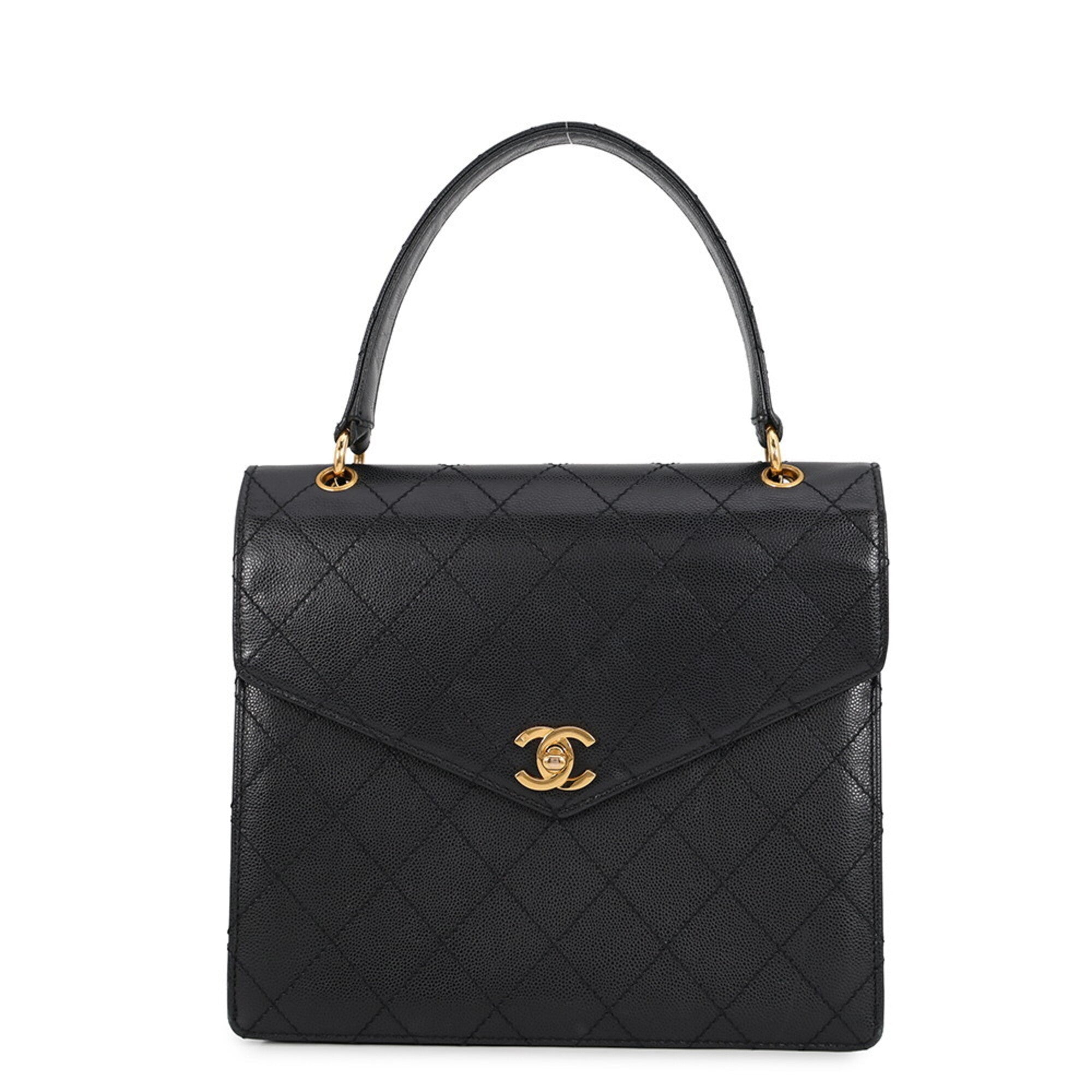 Chanel Black Grained Calfskin Handbag (Pre-Owned)