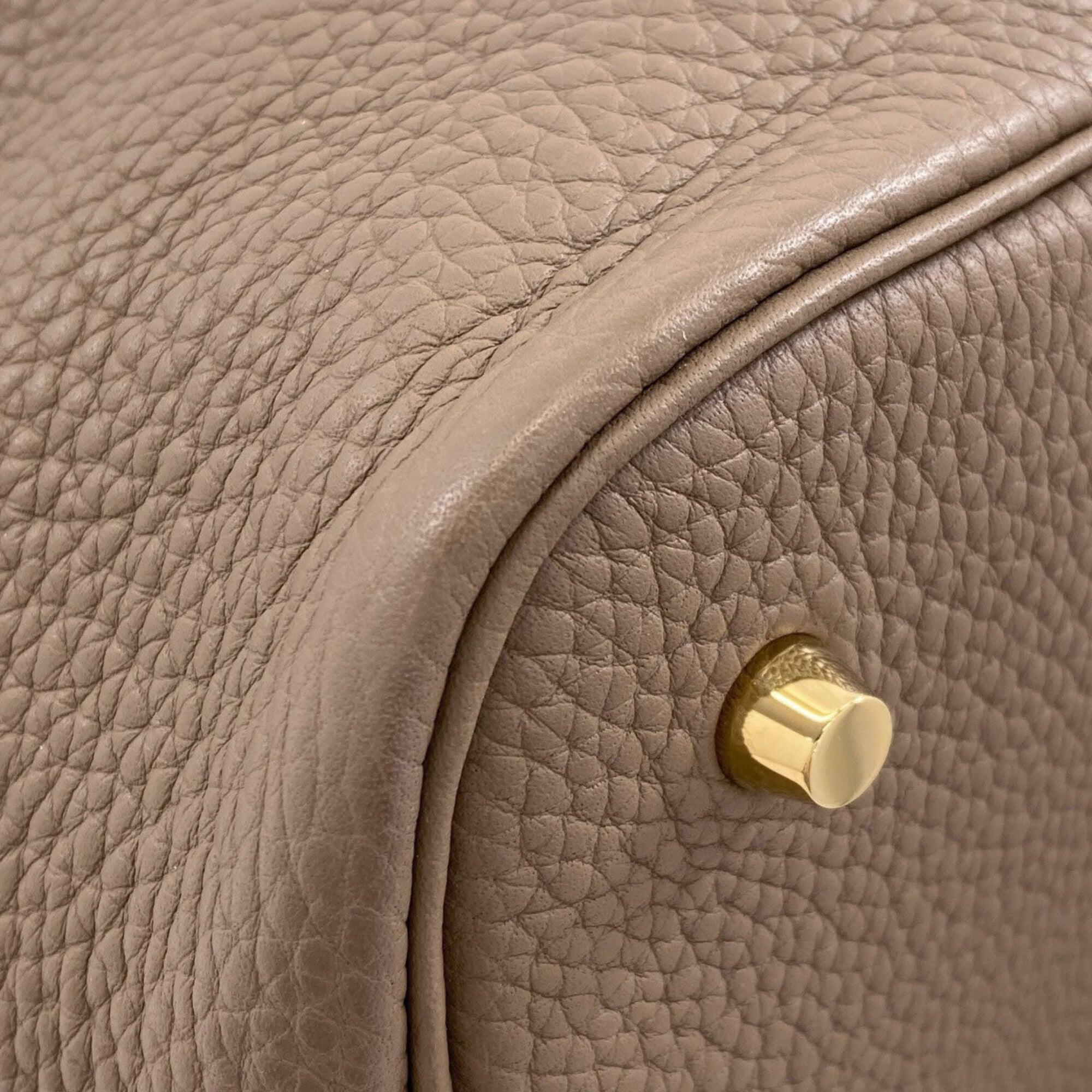 Hermes Grayish Taurillon Clemence Leather Handbag (Pre-Owned)