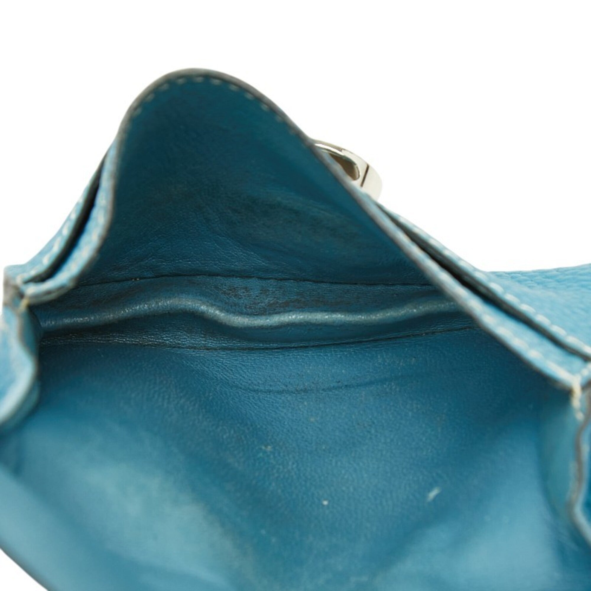 Hermes Blue Togo Leather Coin Purse/Coin Case (Pre-Owned)