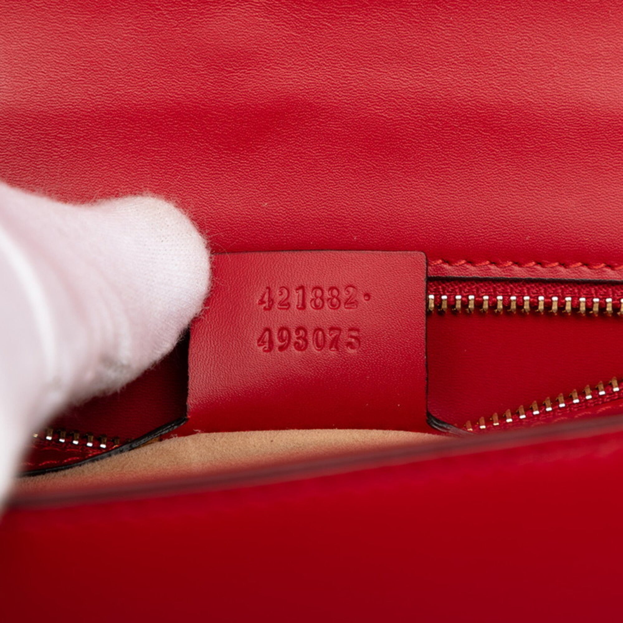 Gucci Navy Red Color Leather Shoulder Bag (Pre-Owned)