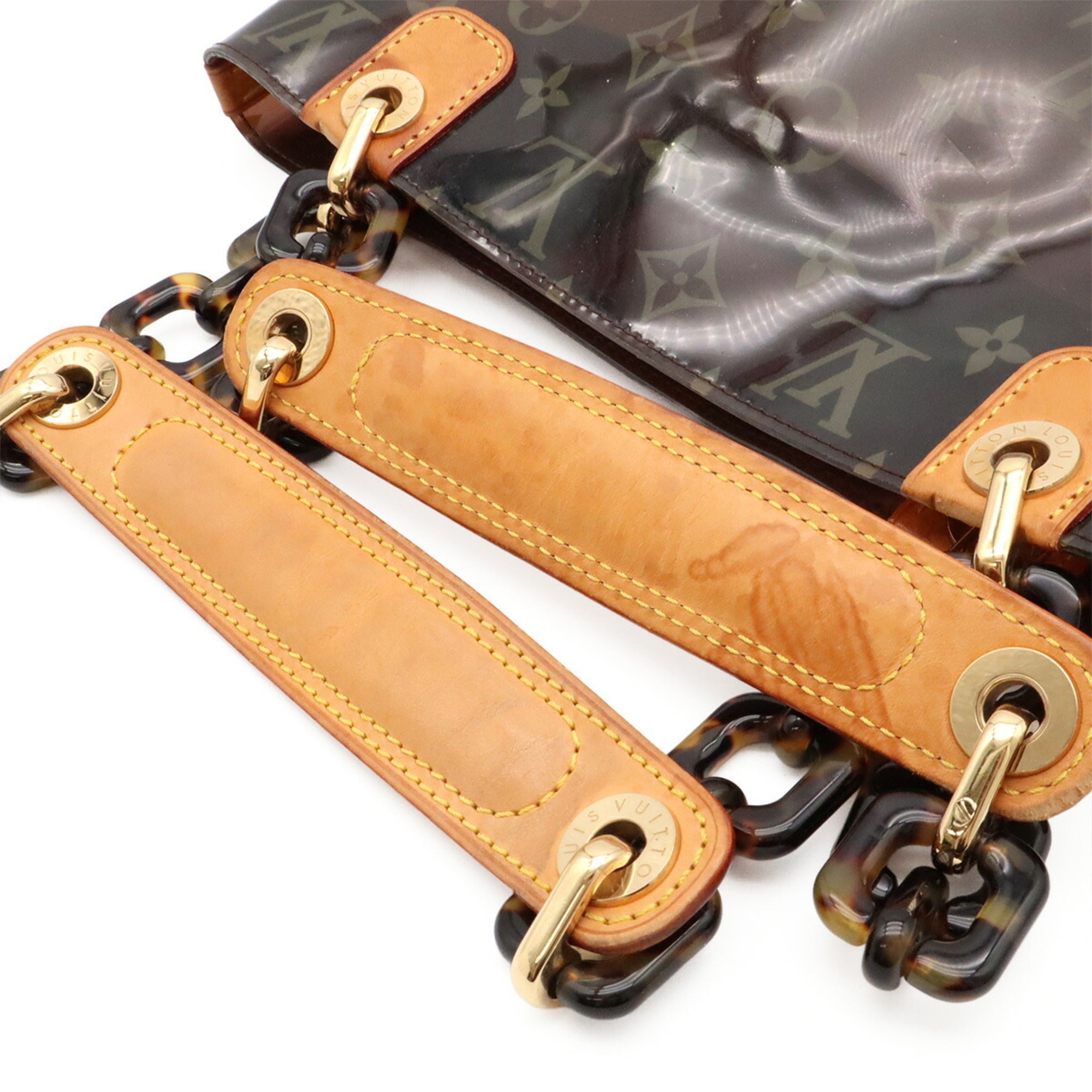 Louis Vuitton Brown Clear Vinyl Leather Shoulder Bag Tote Bag (Pre-Owned)