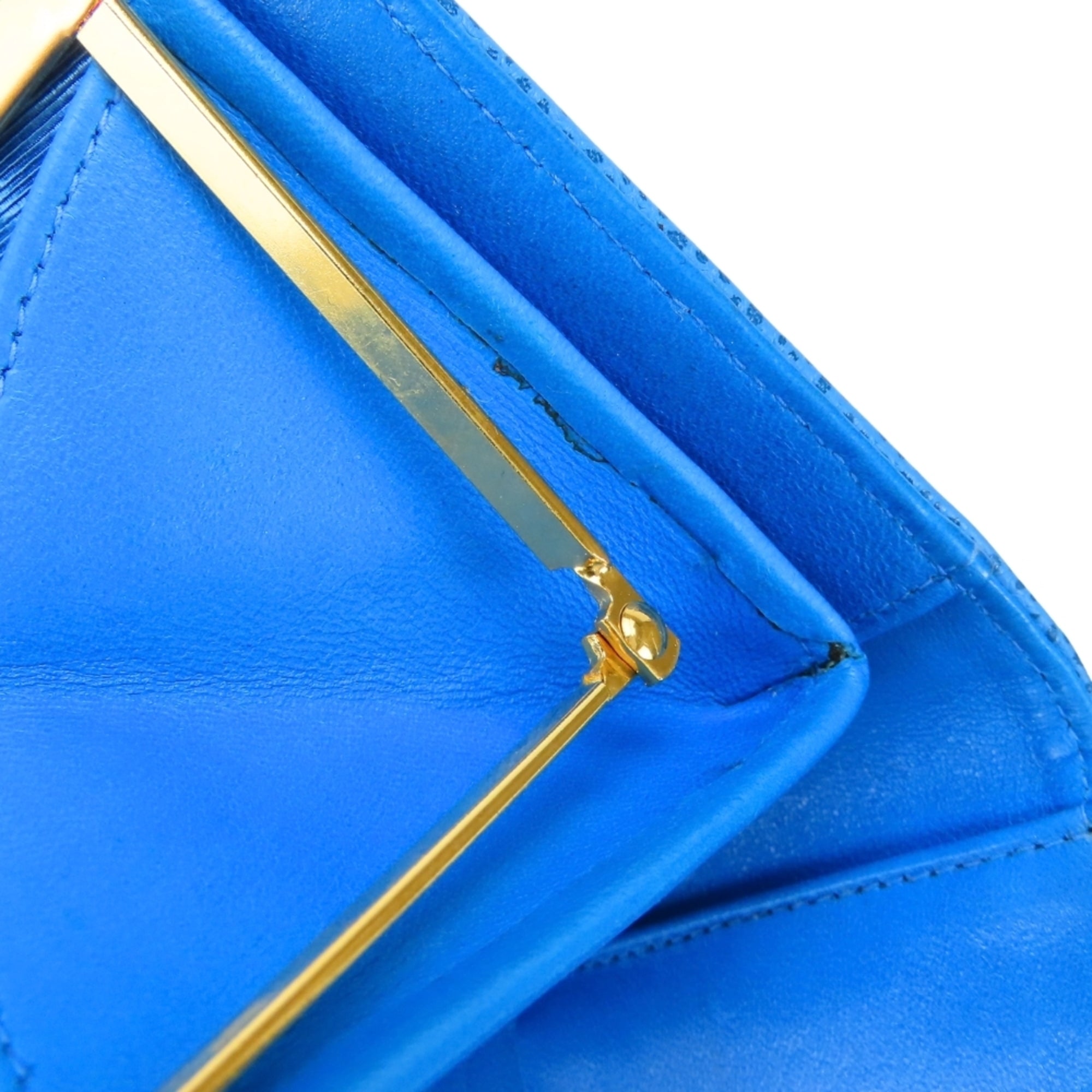 Chanel Blue Grained Calfskin Wallet (Bi-Fold) (Pre-Owned)