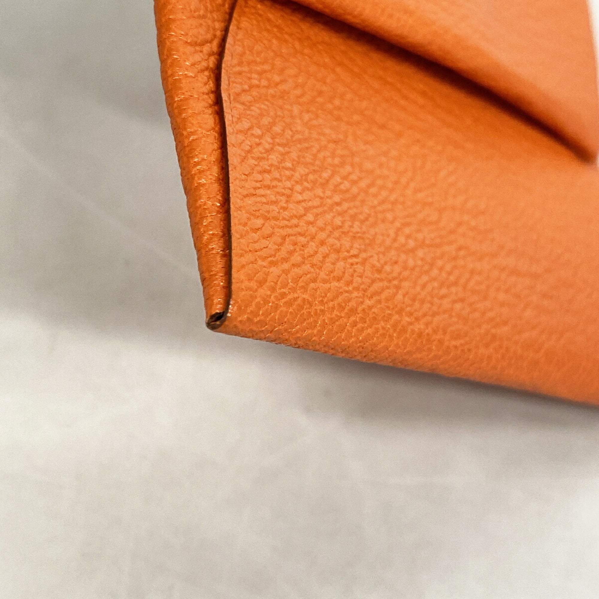 Hermes Orange Poppy Chevre Myzore Leather Coin Purse/Coin Case (Pre-Owned)