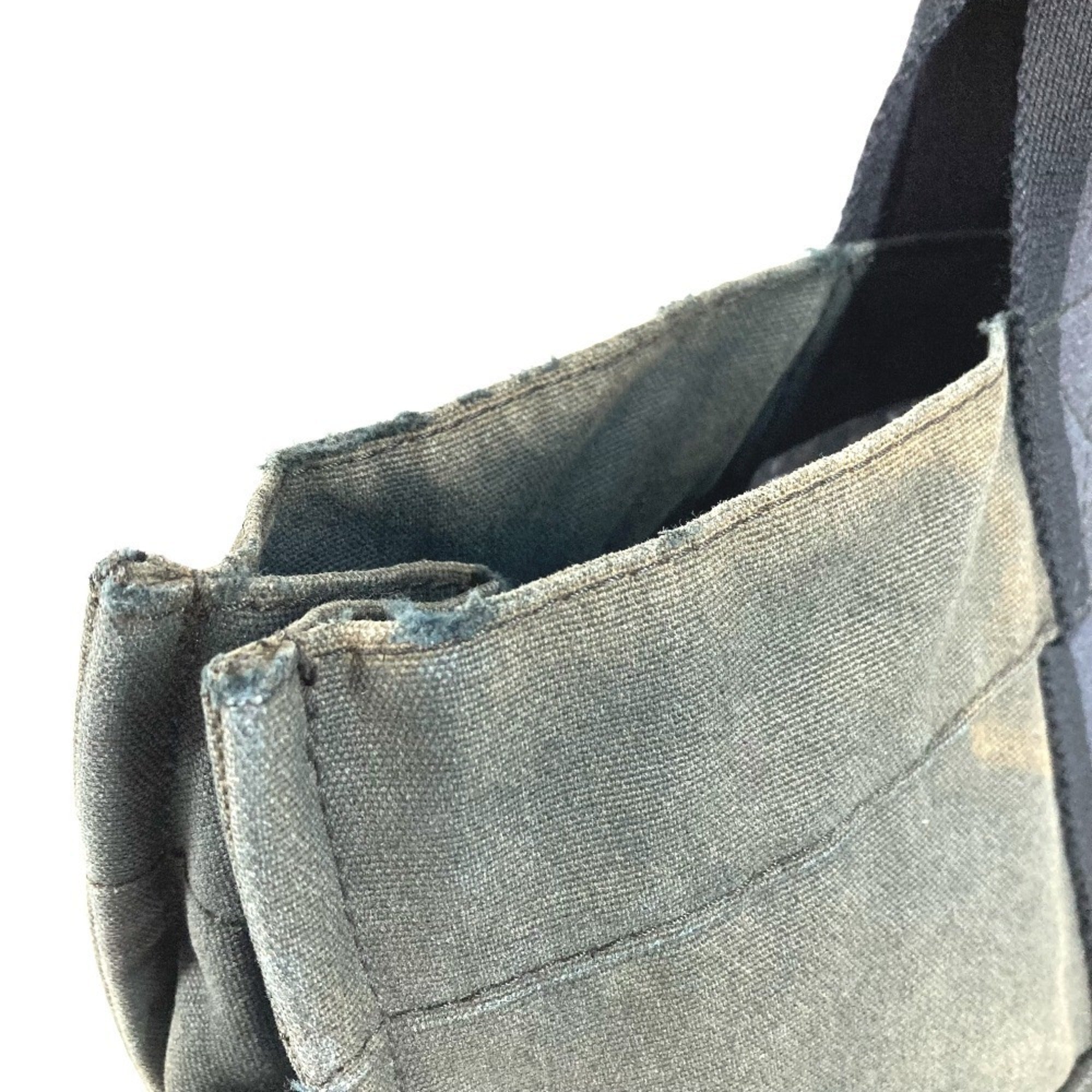 Hermes Black Canvas Leather Handbag Tote Bag (Pre-Owned)